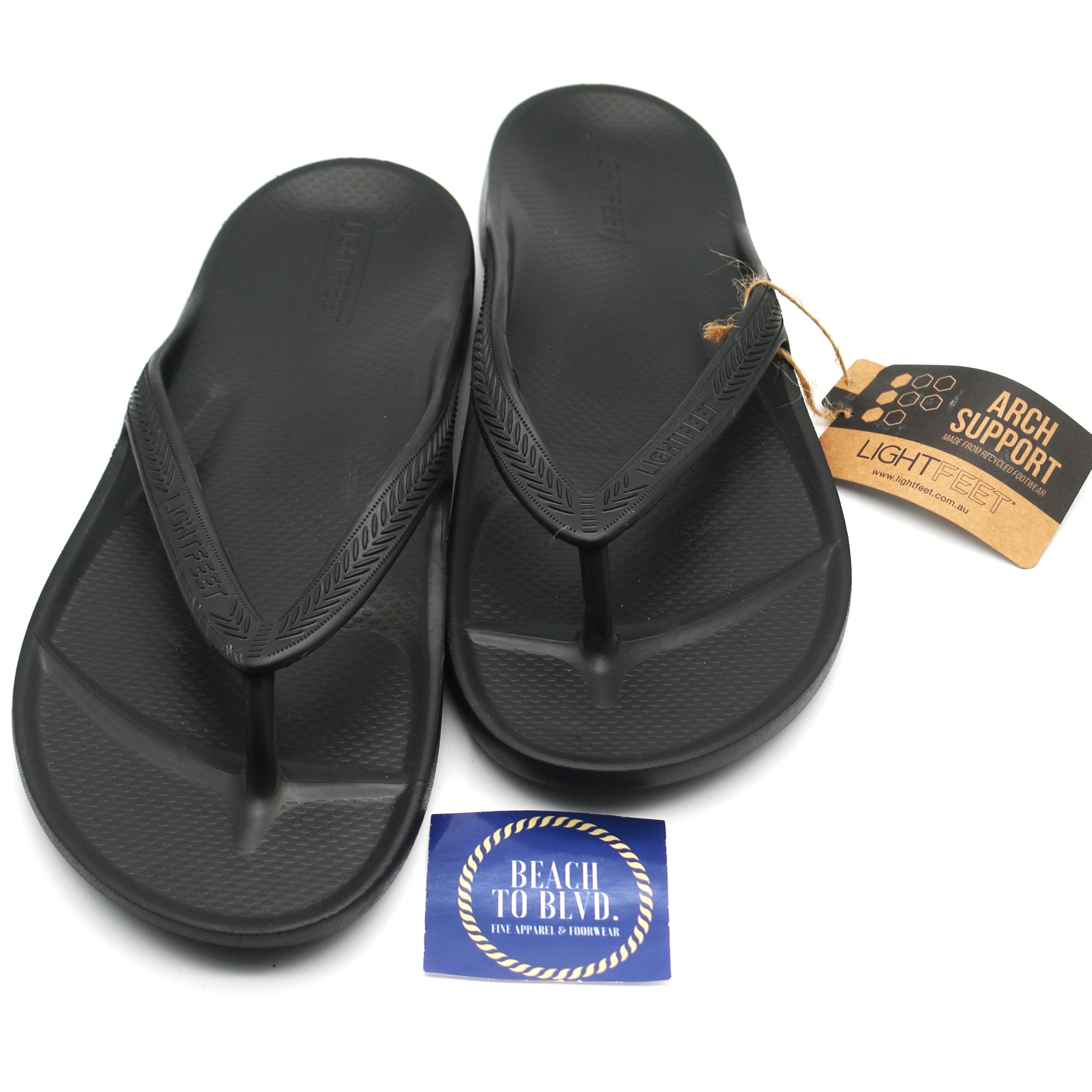 Lightfeet REVIVE Arch Support Thongs- Black