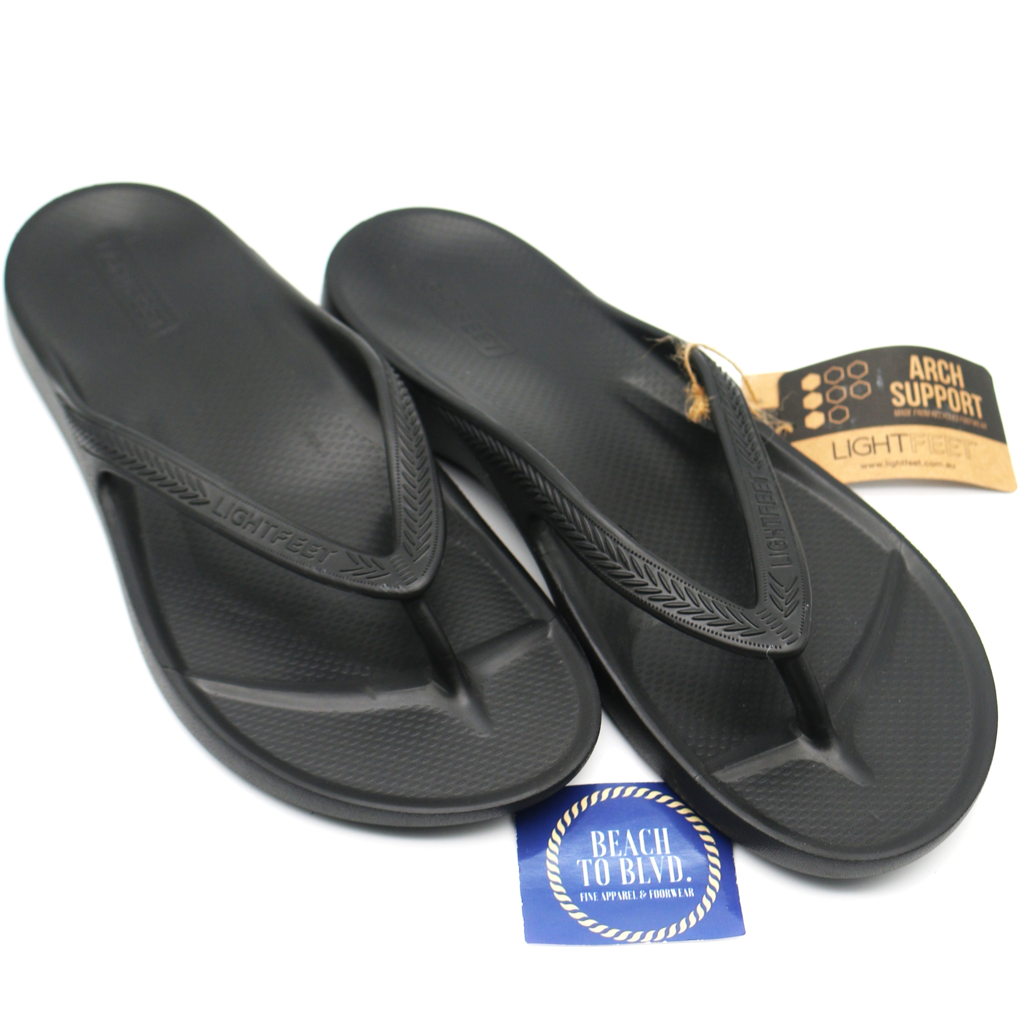 Lightfeet REVIVE Arch Support Thongs- Black