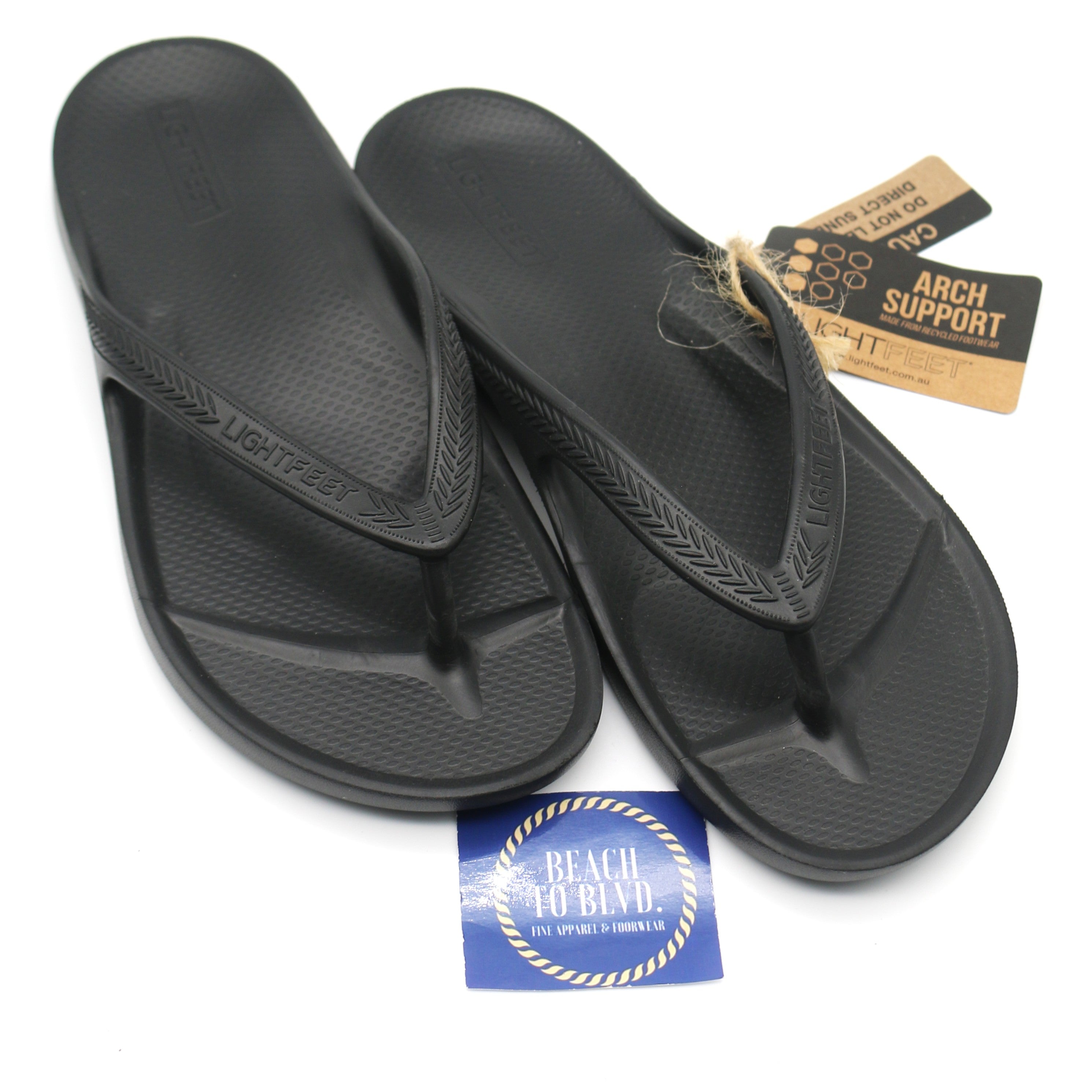 Lightfeet Black - Arch Support Flip Flops