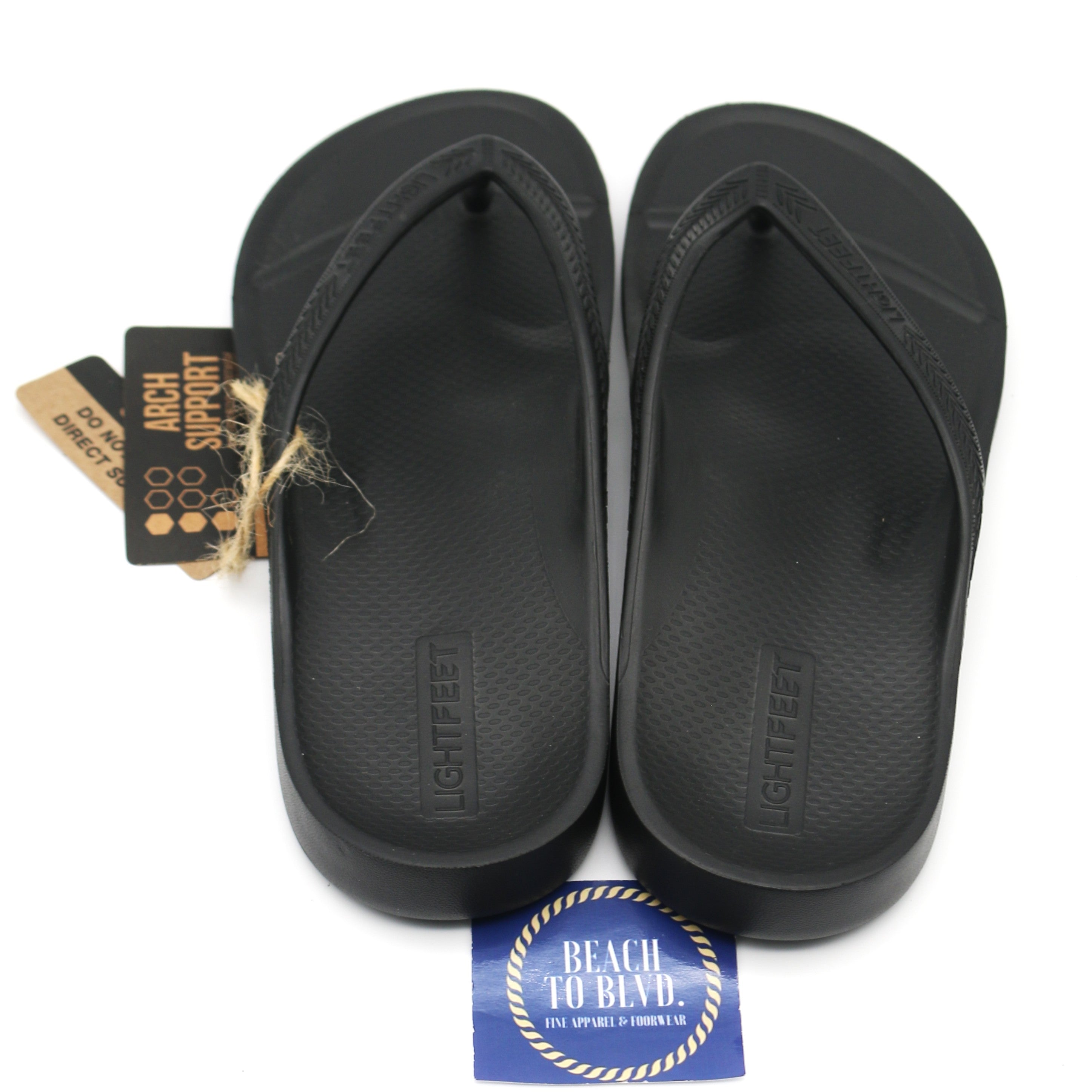 Lightfeet Black - Arch Support Flip Flops