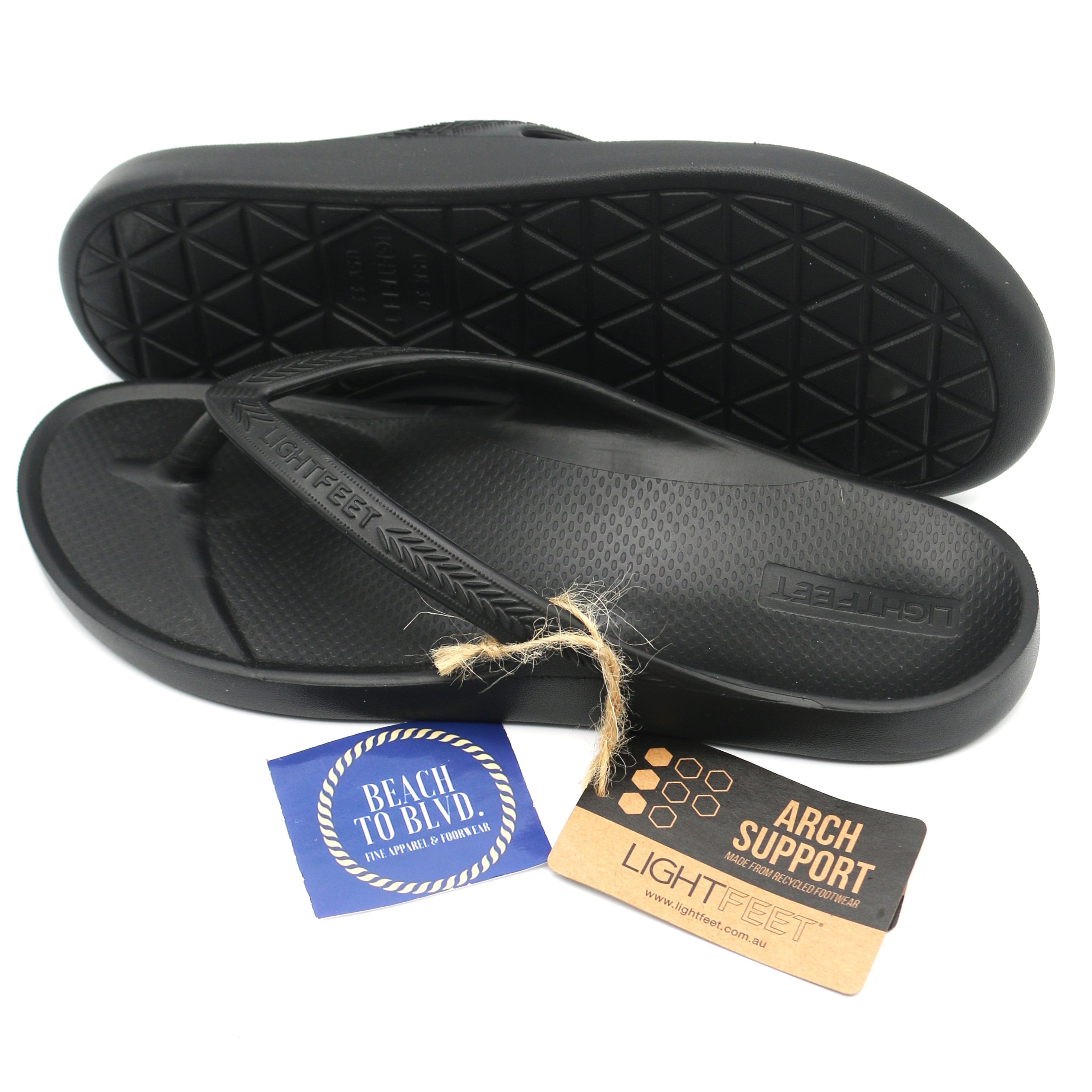 Lightfeet Black - Arch Support Flip Flops