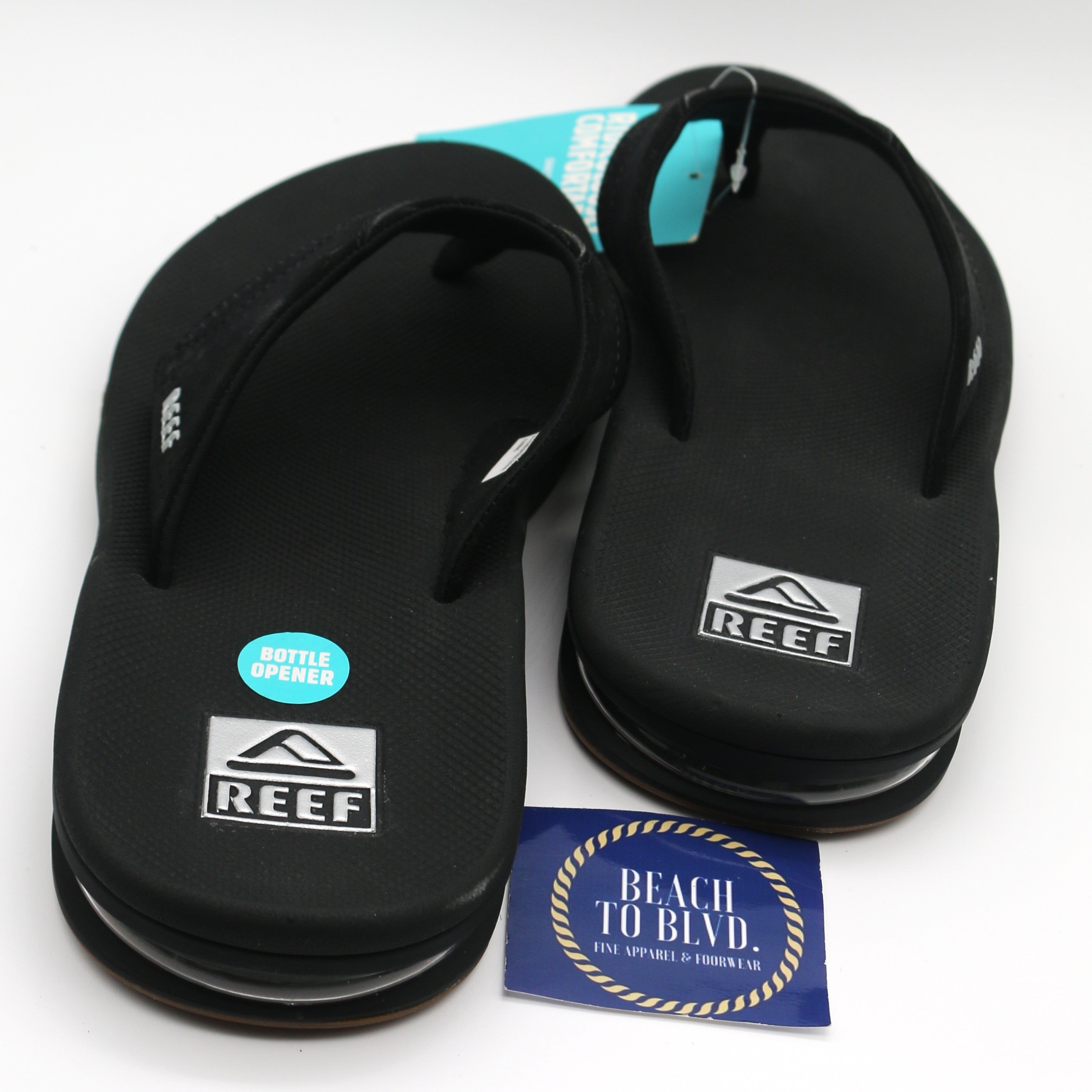 Reef Bottle Opener Fanning Men's Sandals - Black/Silver