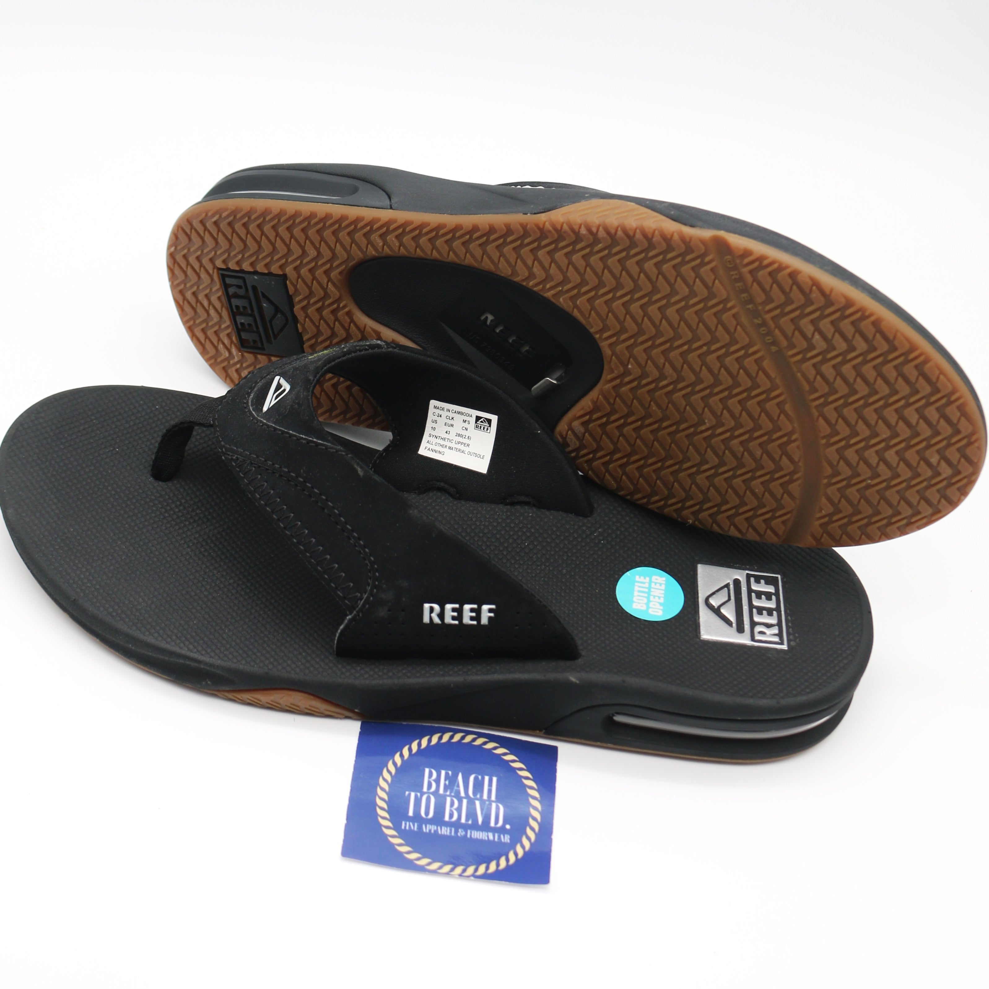 Reef Bottle Opener Fanning Men's Sandals - Black/Silver