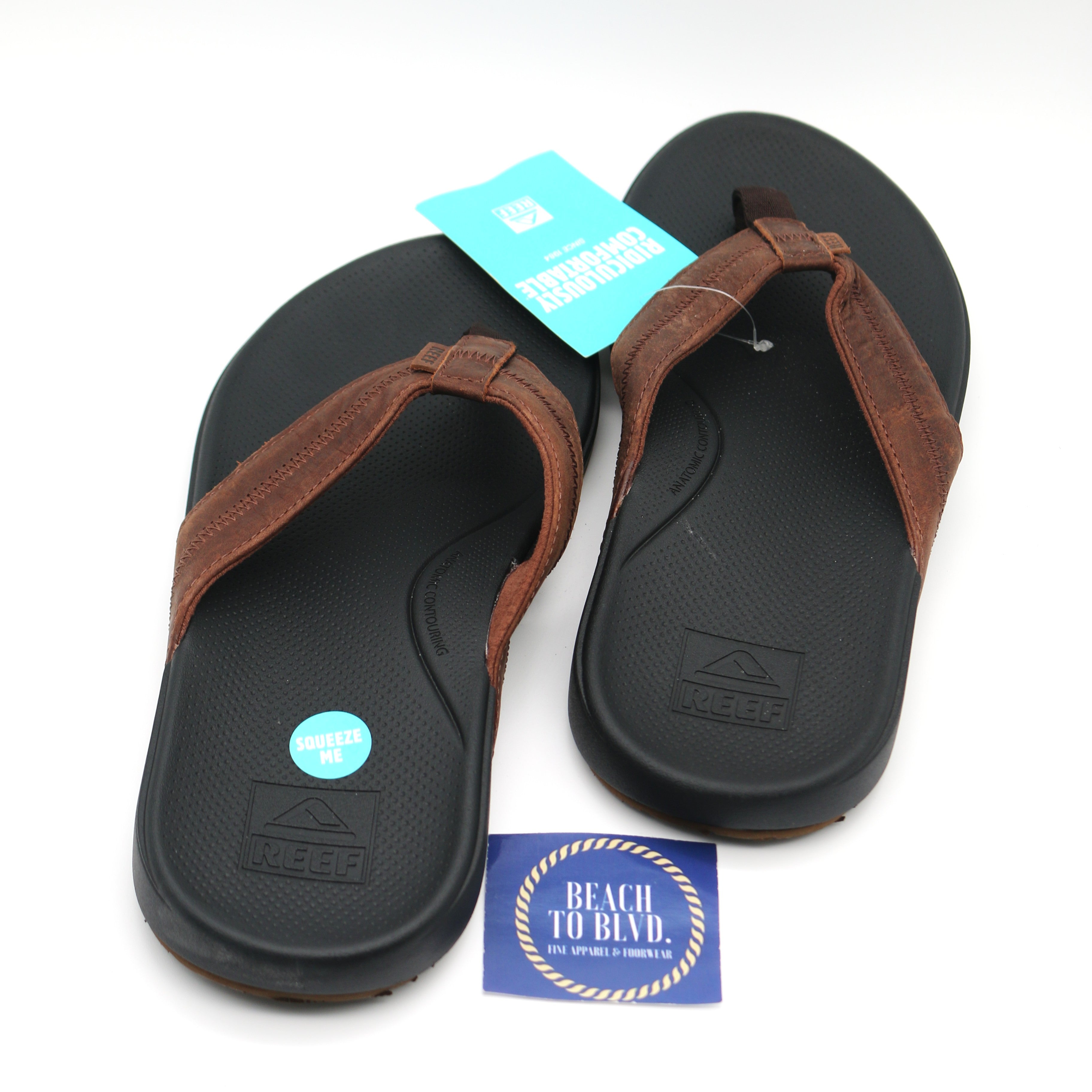 Reef Cushion Phantom 2.0 Leather Men's Sandals -Brown/Black