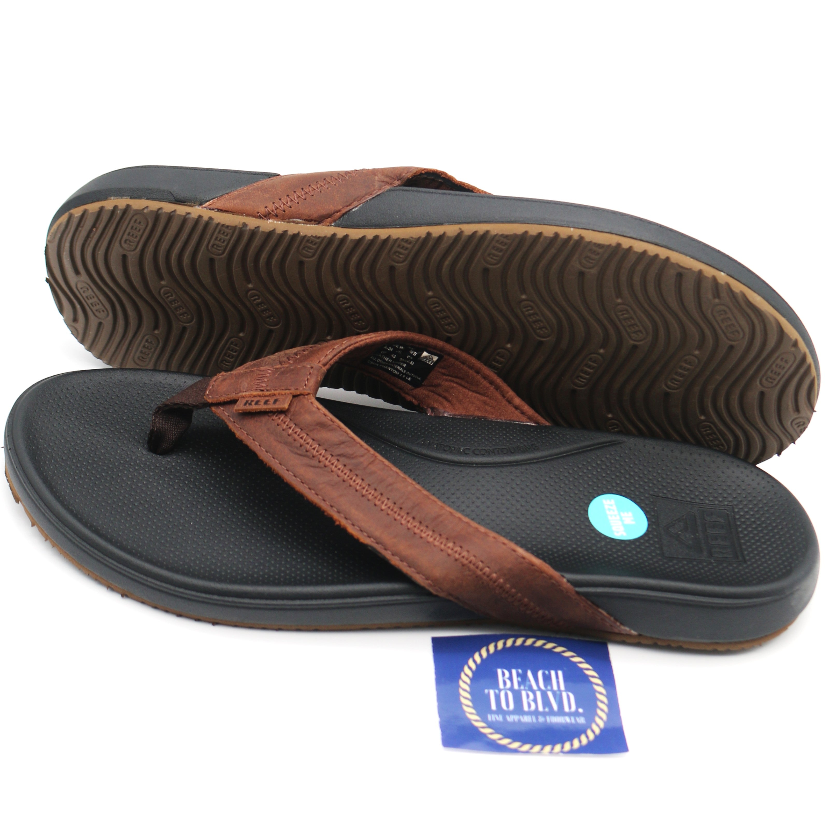 Reef Cushion Phantom 2.0 Leather Men's Sandals -Brown/Black