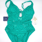 BECCA by Rebecca Crochet Plunge One Piece Swimsuit