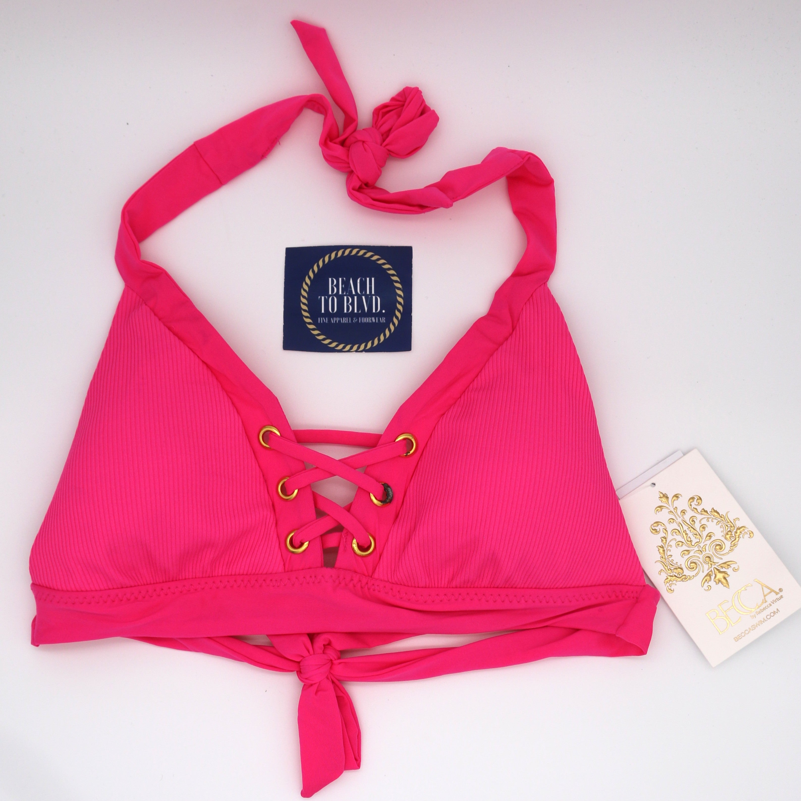 Becca by Rebecca Women's Modern Edge Halter Bikini Top