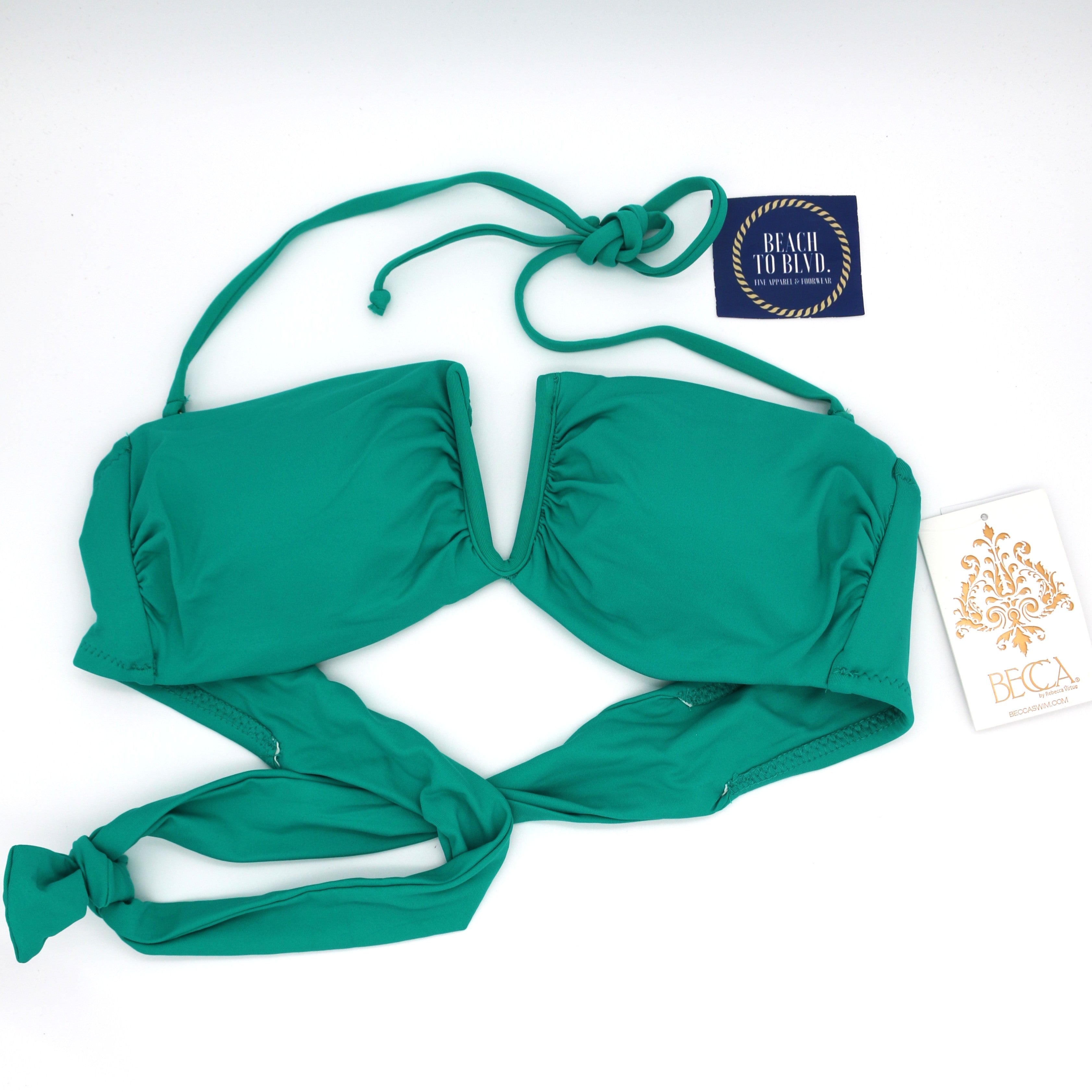 BECCA by Rebecca Teal Bandeau Bikini Top with Removable Halter Strap