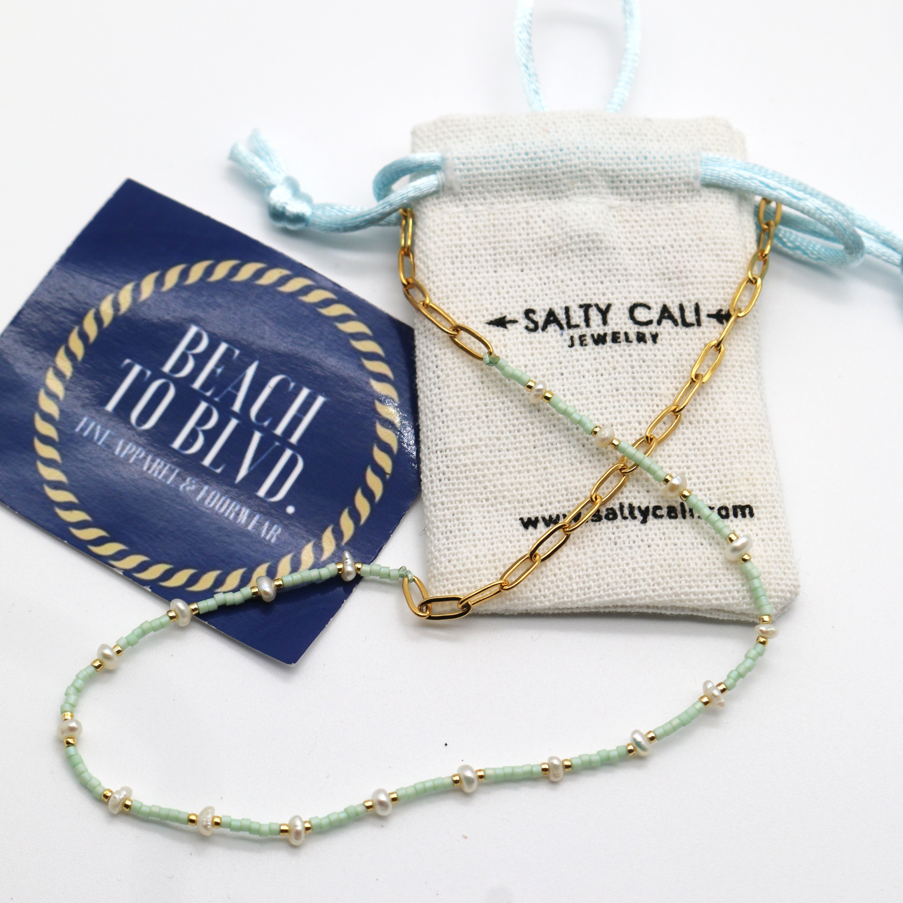 Salty Cali Mermaid Necklace Light Blue