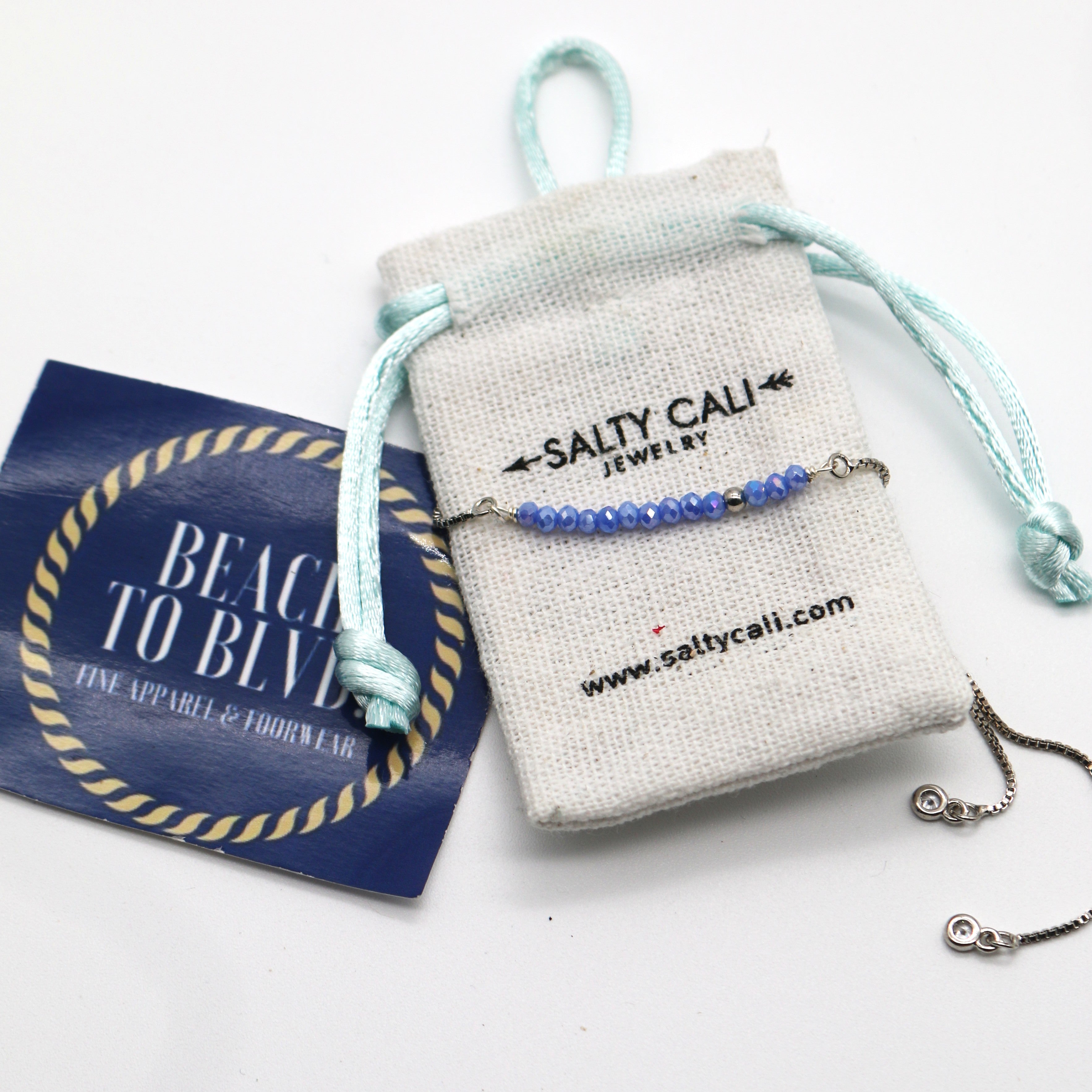 Salty Cali Sprinkle of Stormy Ocean ~ Grey Blue Bolo