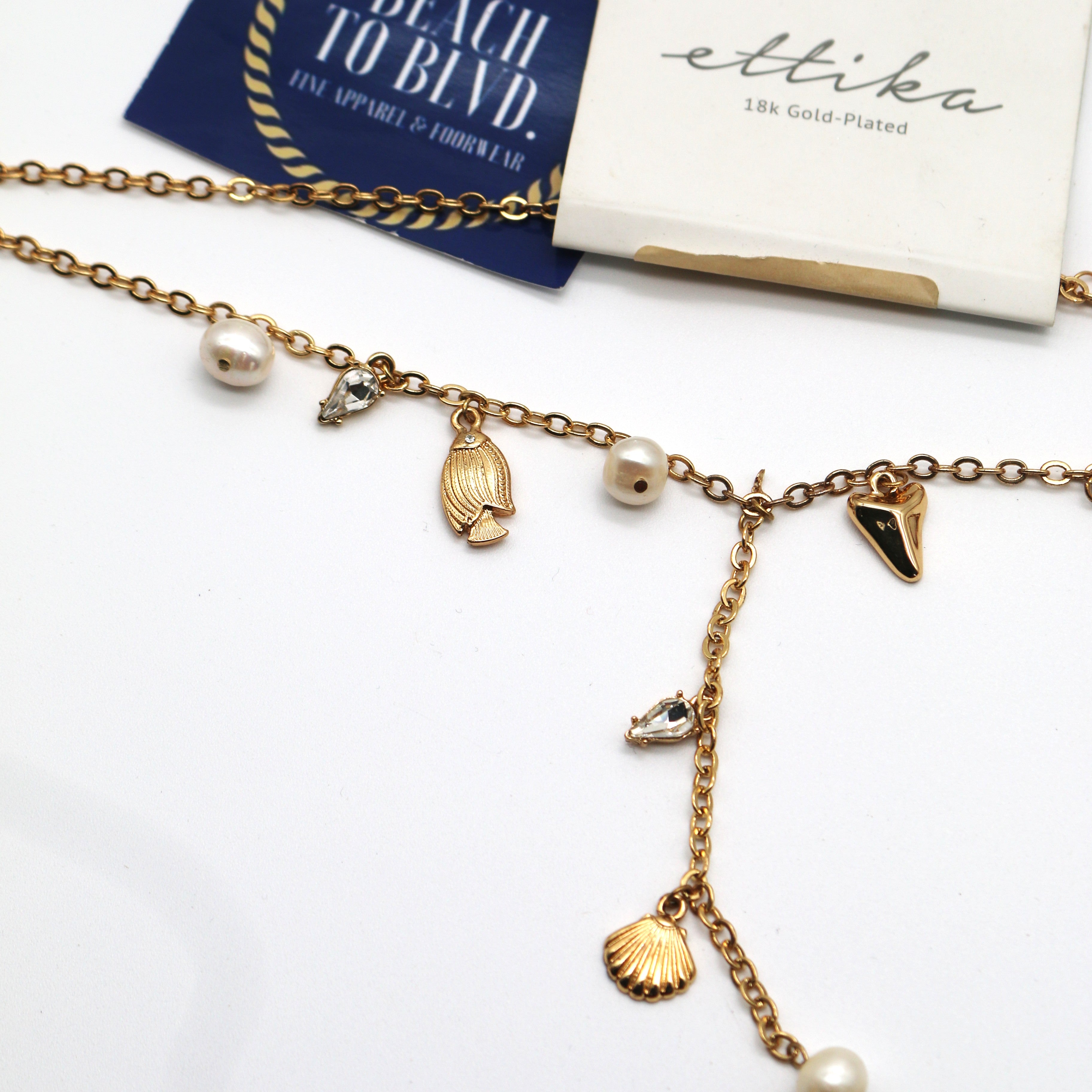 ETTIKA Ocean Charm Chain Lariat Necklace