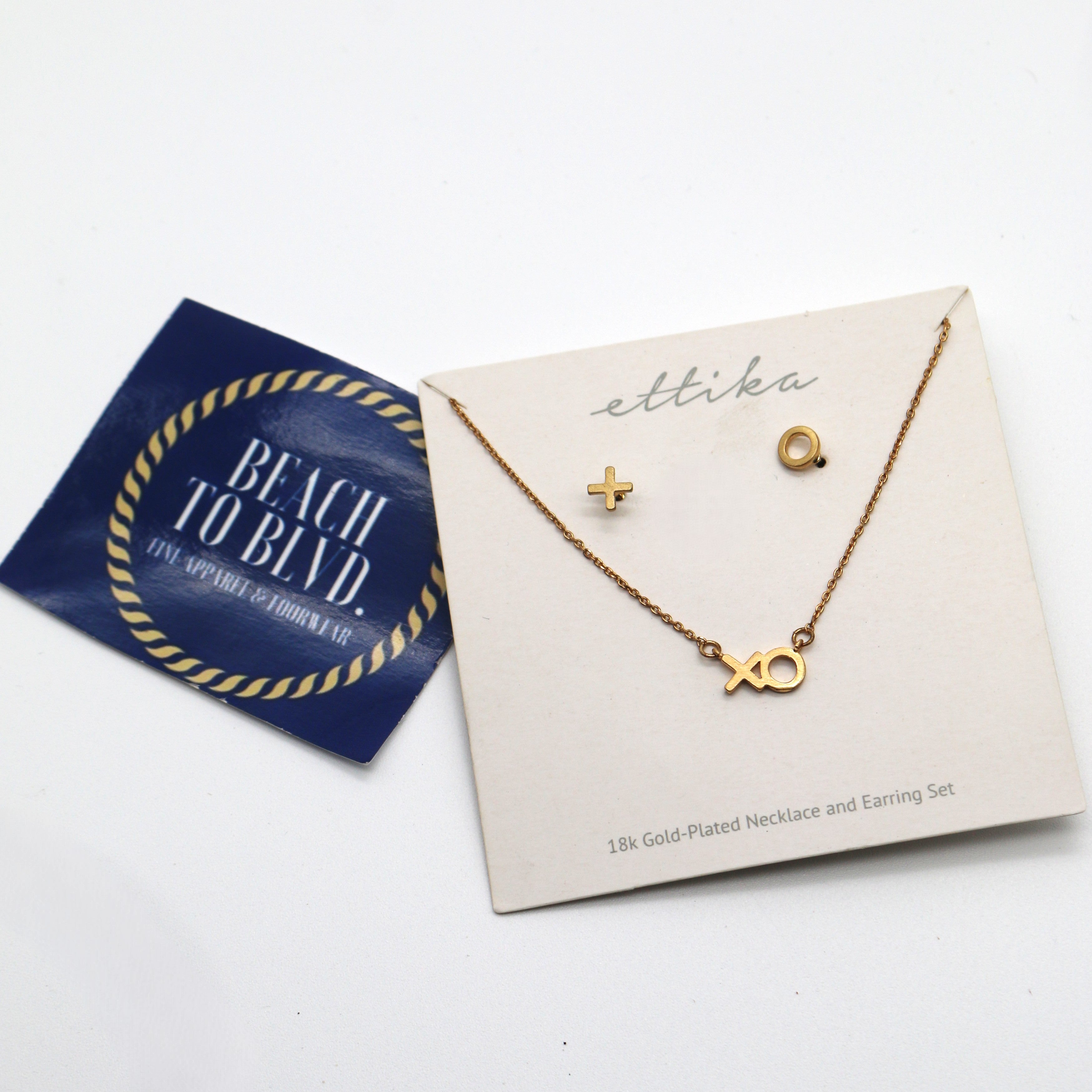 Ettika XO Hugs & Kisses Gold Plated Necklace & Earrings Jewelry Set