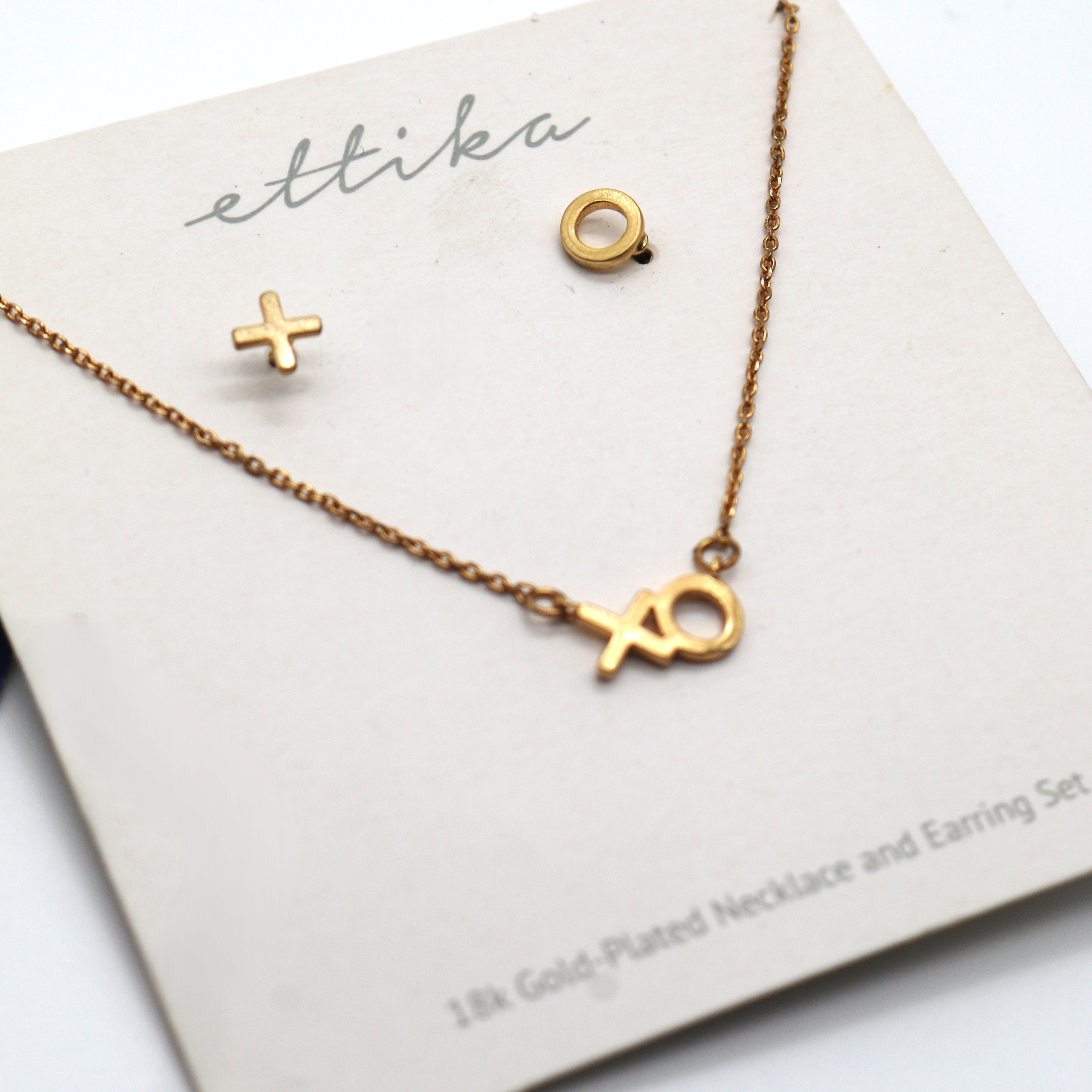 Ettika XO Hugs & Kisses Gold Plated Necklace & Earrings Jewelry Set