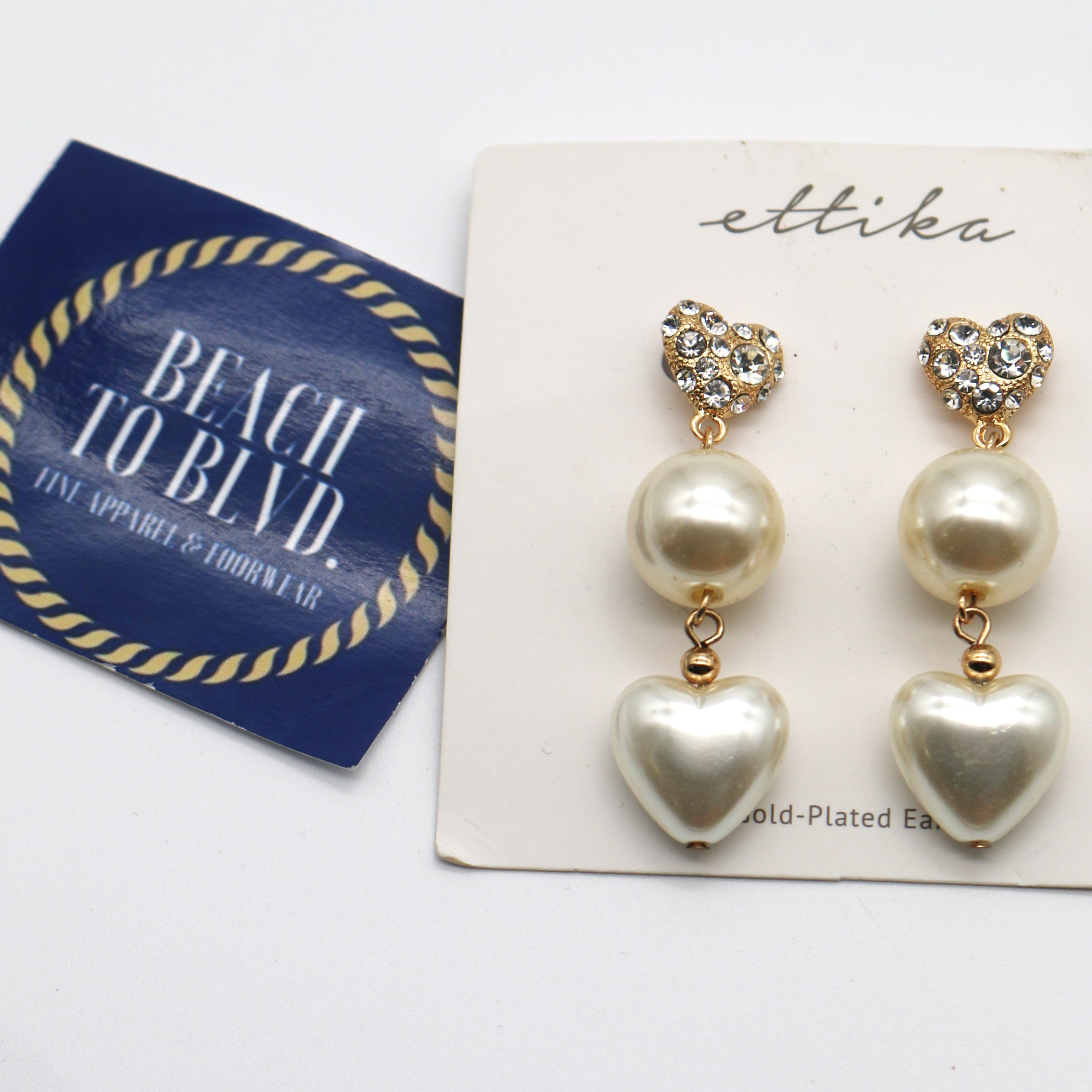 Ettika Love to Love Crystal & Pearl Drop Earrings