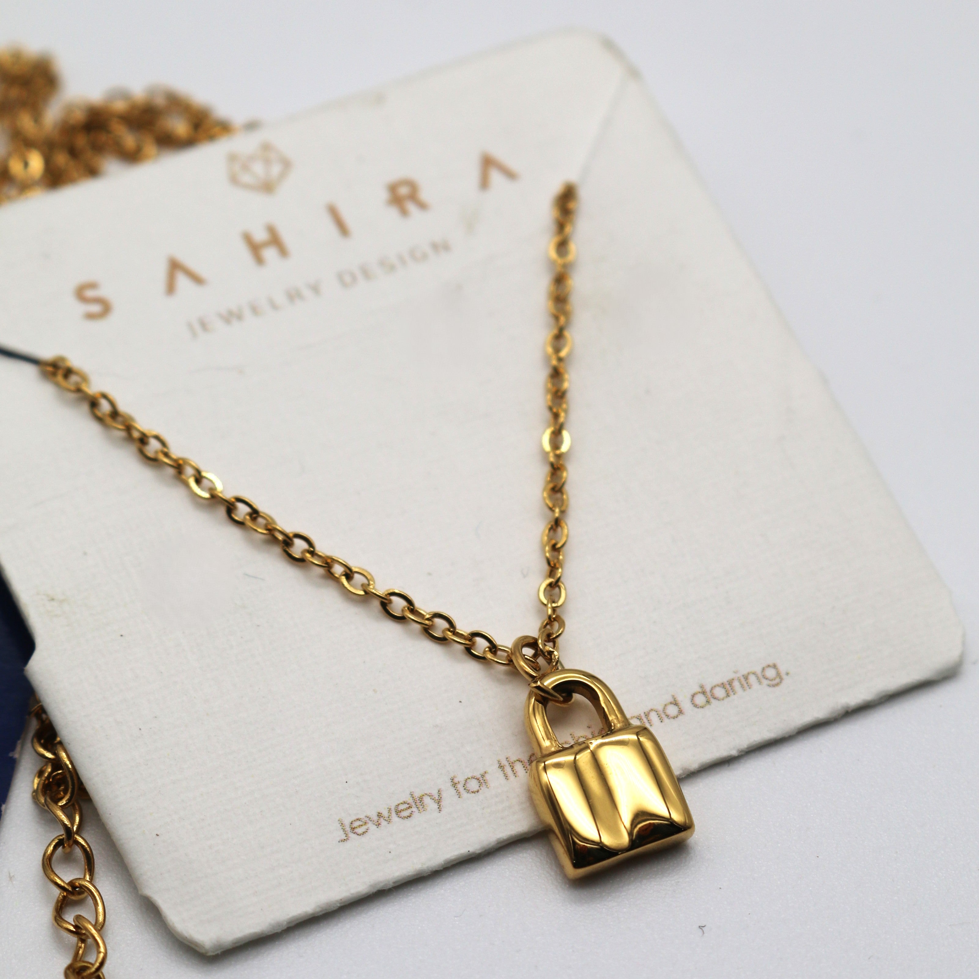 Sahira Mini Lock Necklace Gold