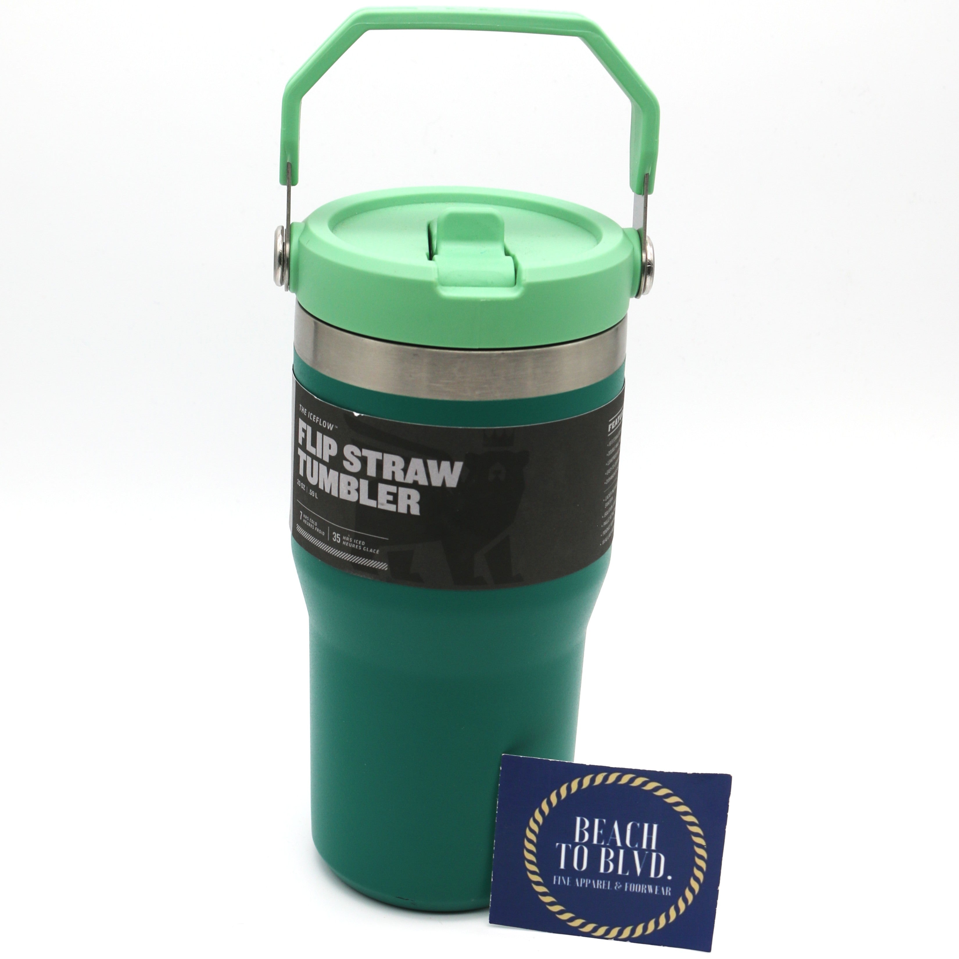 Stanley The Iceflow Classic Flip Straw Tumbler 20 Ounce - Dark Green - BeachToBlvd