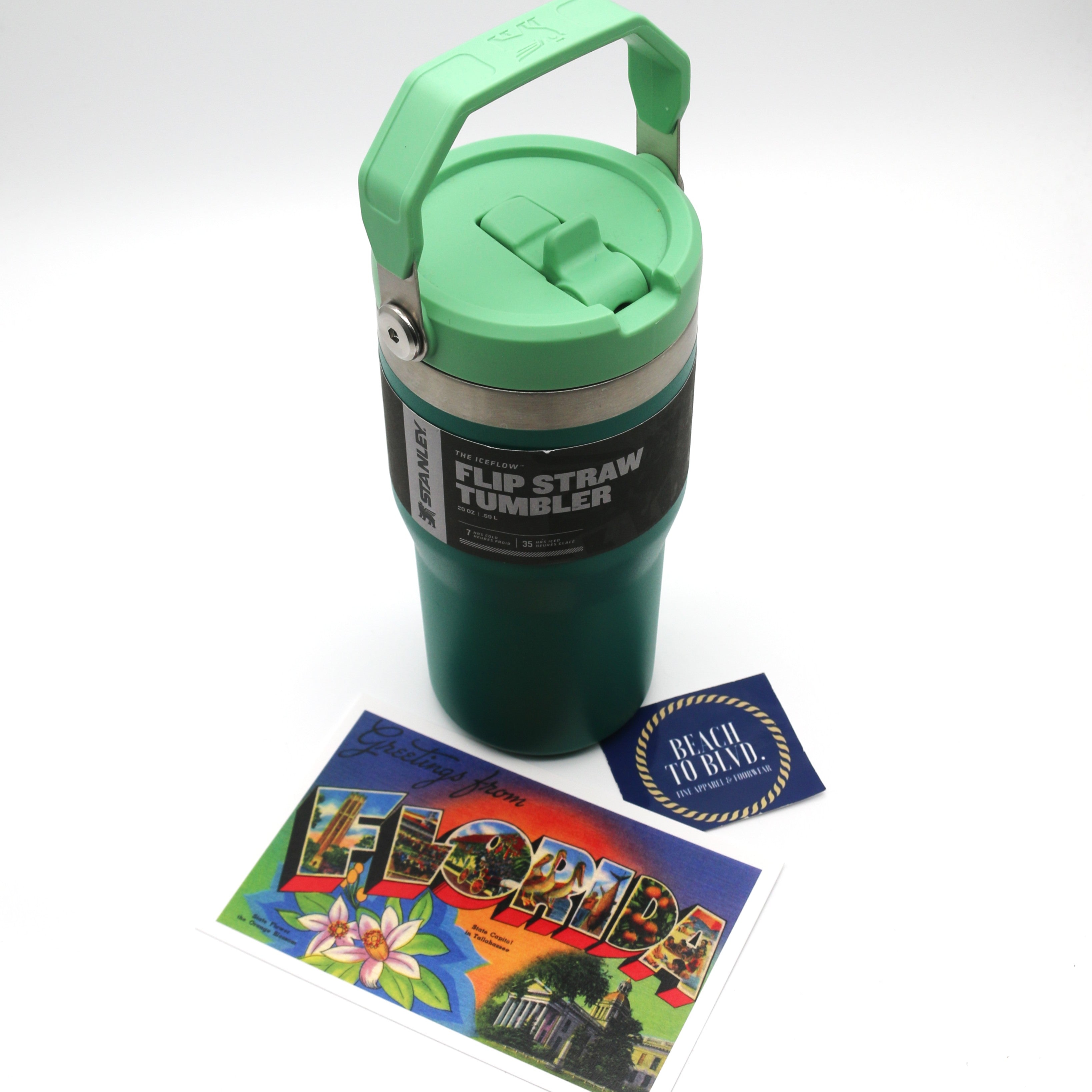 Stanley The Iceflow Classic Flip Straw Tumbler 20 Ounce - Dark Green - BeachToBlvd