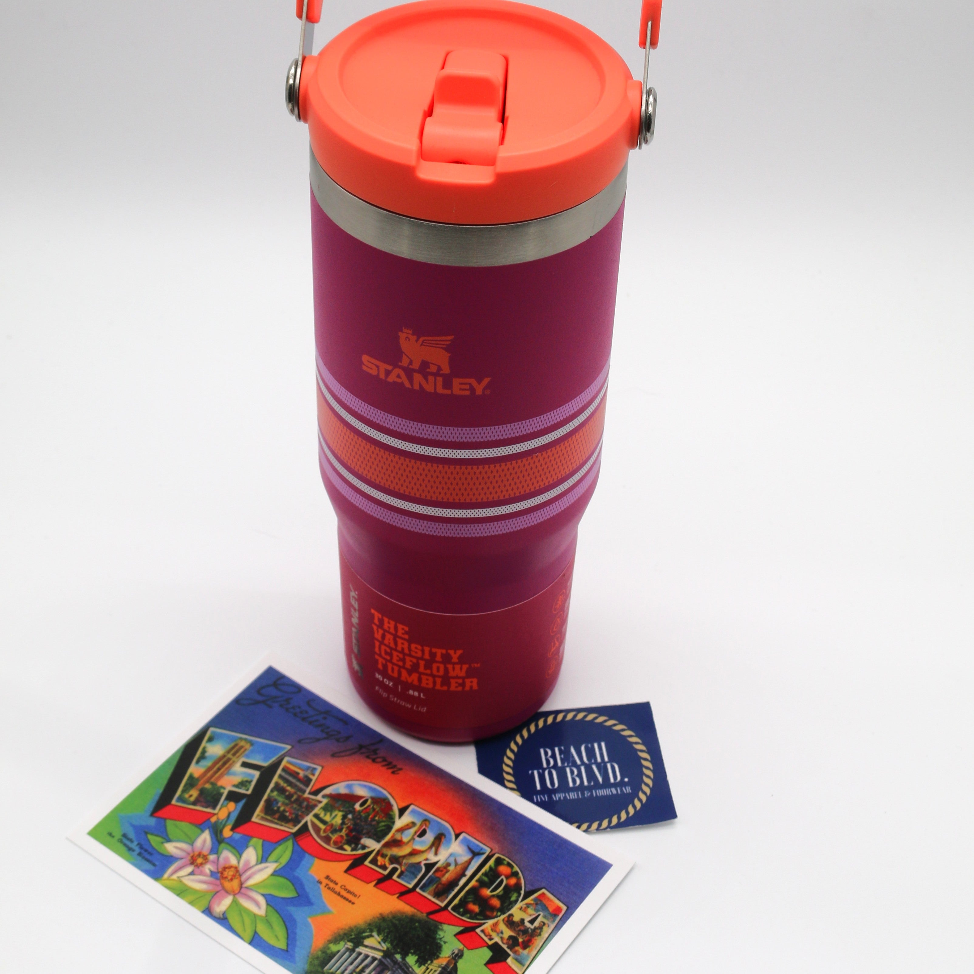Stanley The Varsity Iceflow Flip Straw Tumbler 30 oz - Fuchsia Mesh - BeachToBlvd