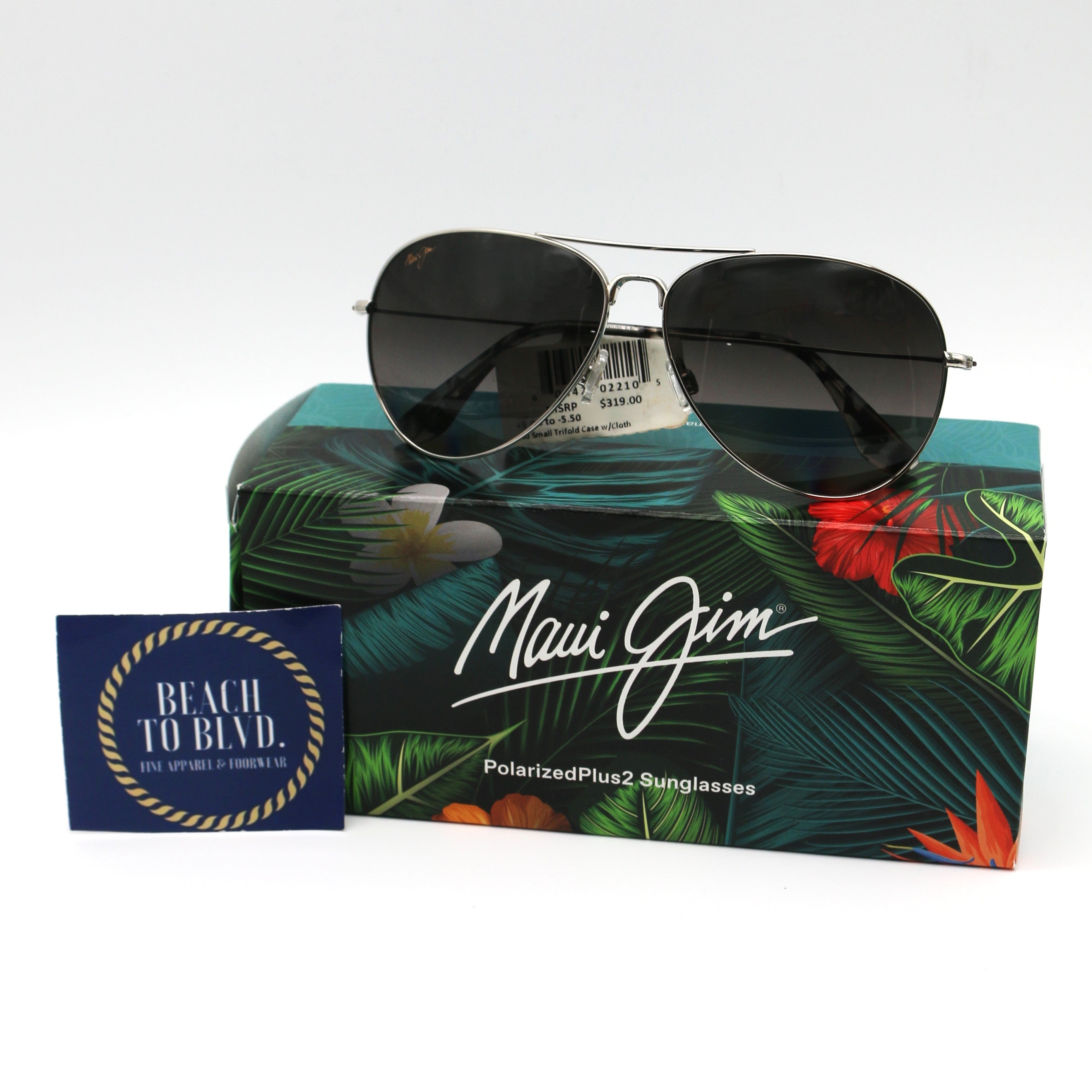 Maui Jim Sunglasses Mavericks - Silver Frame - Gray Lens - BeachToBlvd