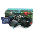 Maui Jim 219 Punchbowl Polarized Sunglasses - Black & Blue Frame - Grey Mirror Lens - BeachToBlvd