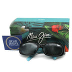 Maui Jim 219 Punchbowl Polarized Sunglasses - Black & Blue Frame - Grey Mirror Lens - BeachToBlvd