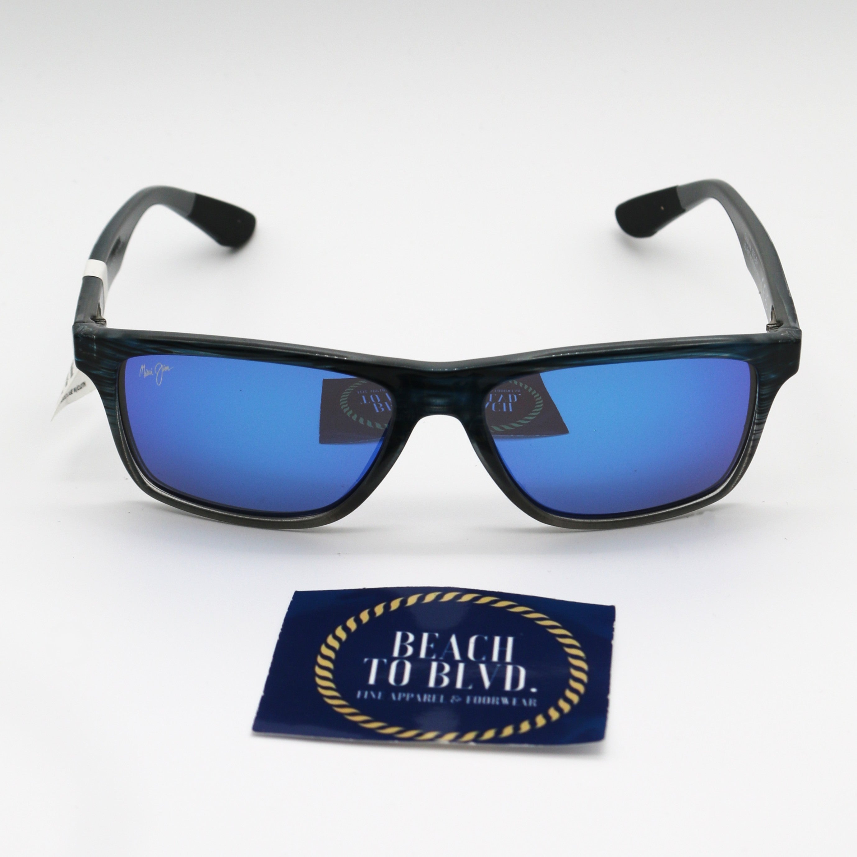 Maui Jim Onshore Polarized Sunglasses - Black and Blue Frame - Blue Lens - BeachToBlvd