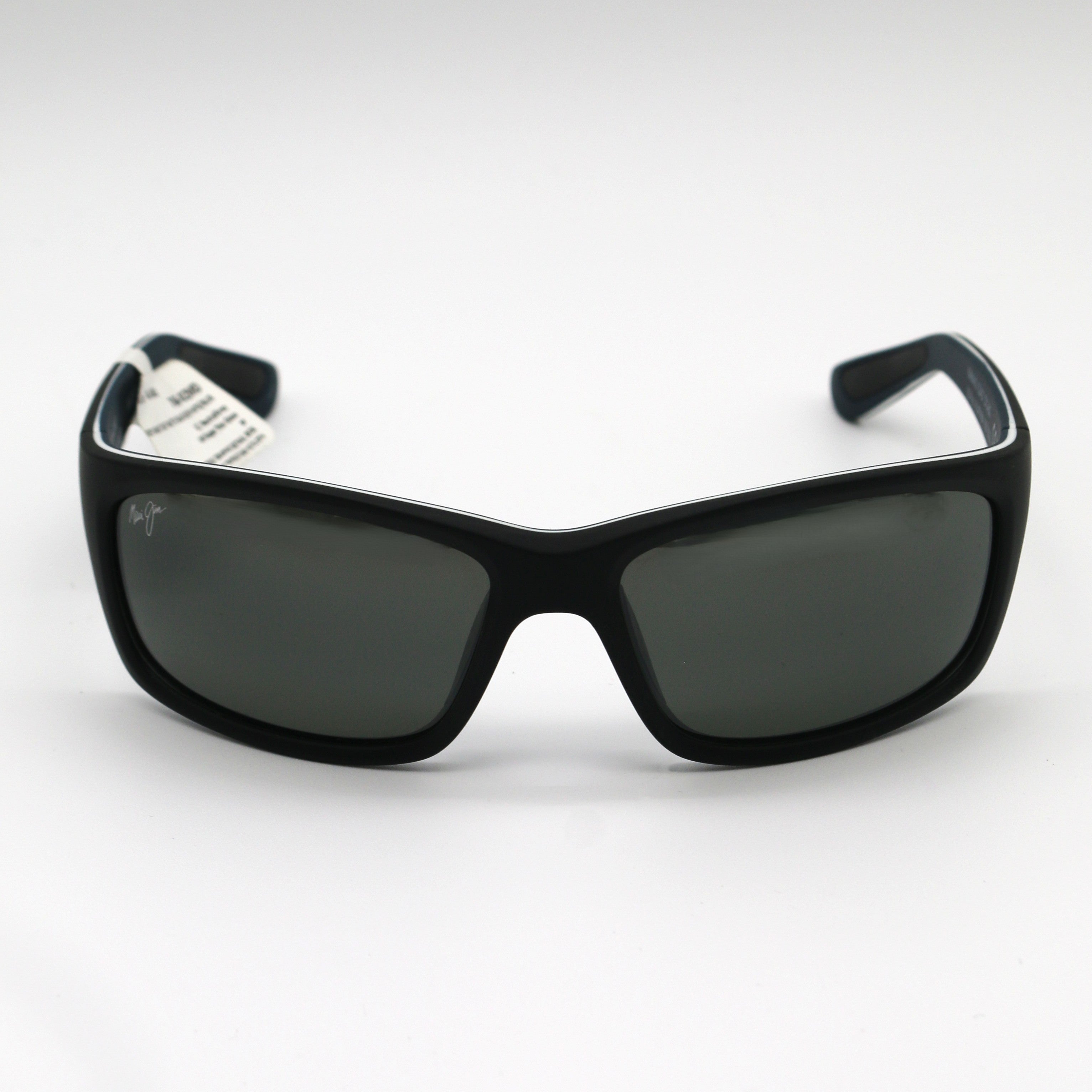 Maui Jim Kanaio Coast Polarized Sunglasses - Matte Black with White and Blue - BeachToBlvd