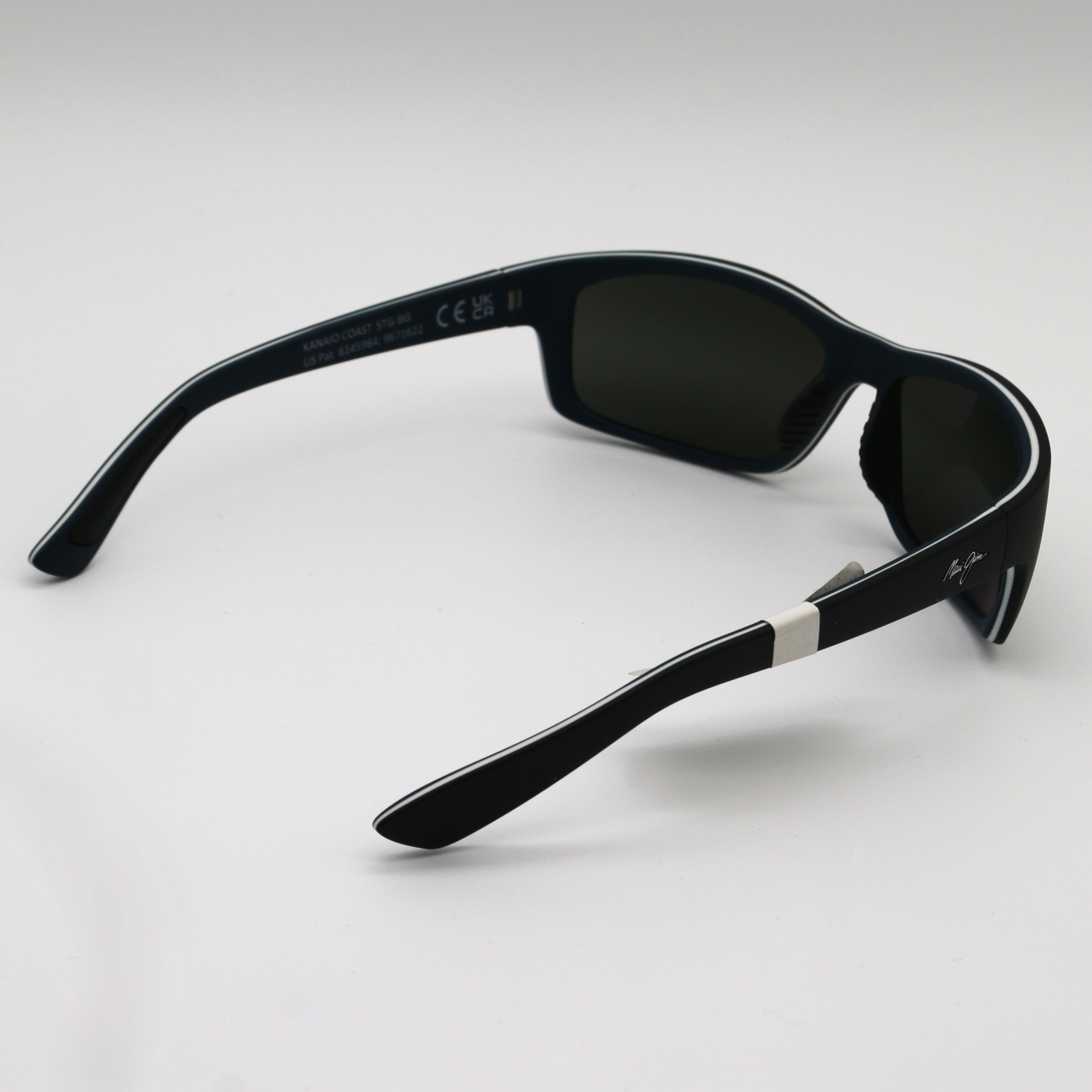 Maui Jim Kanaio Coast Polarized Sunglasses - Matte Black with White and Blue - BeachToBlvd