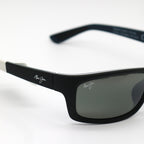 Maui Jim Kanaio Coast Polarized Sunglasses - Matte Black with White and Blue - BeachToBlvd