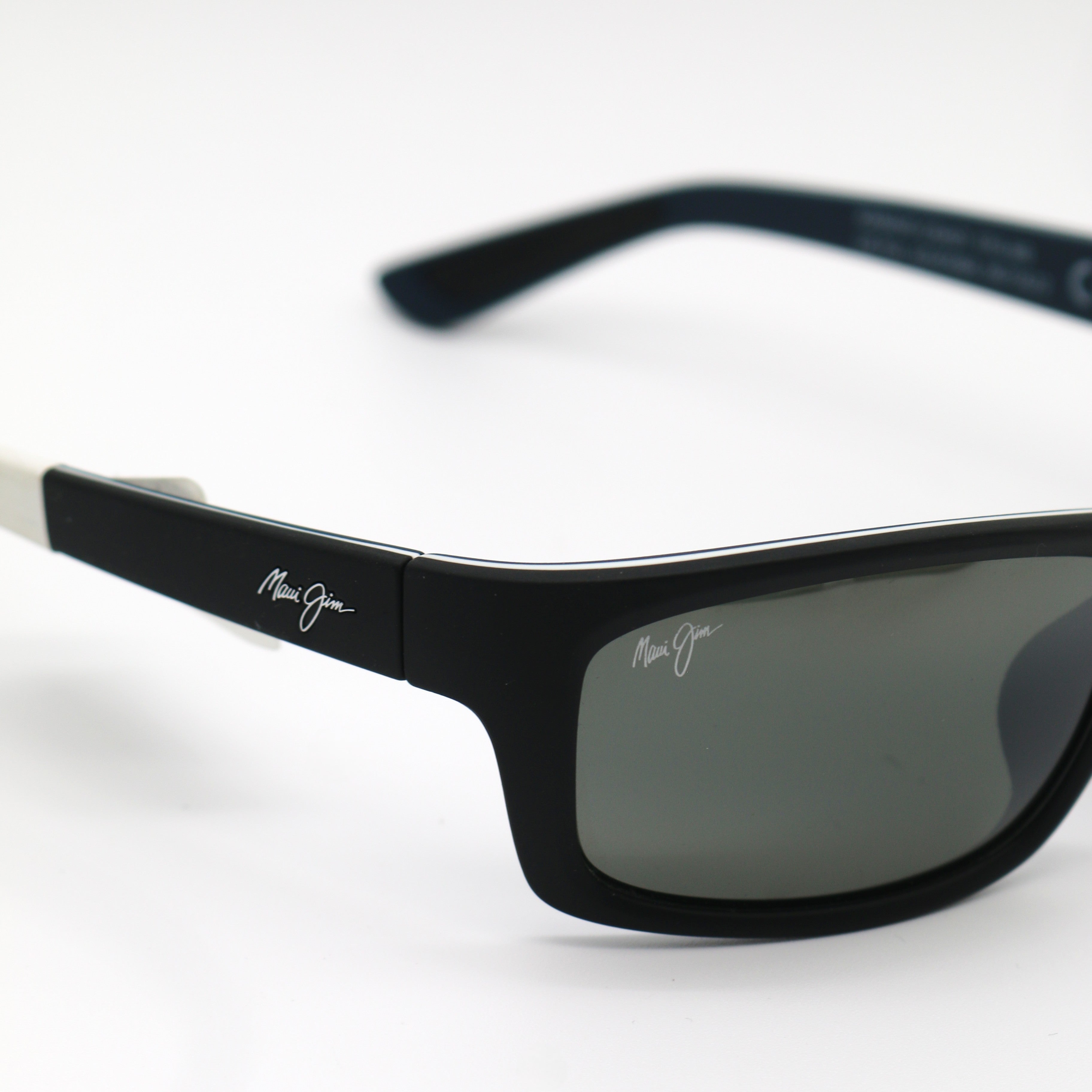 Maui Jim Kanaio Coast Polarized Sunglasses - Matte Black with White and Blue - BeachToBlvd