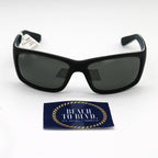 Maui Jim Kanaio Coast Polarized Sunglasses - Matte Black with White and Blue - BeachToBlvd