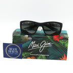 Maui Jim Kanaio Coast Polarized Sunglasses - Matte Black with White and Blue - BeachToBlvd