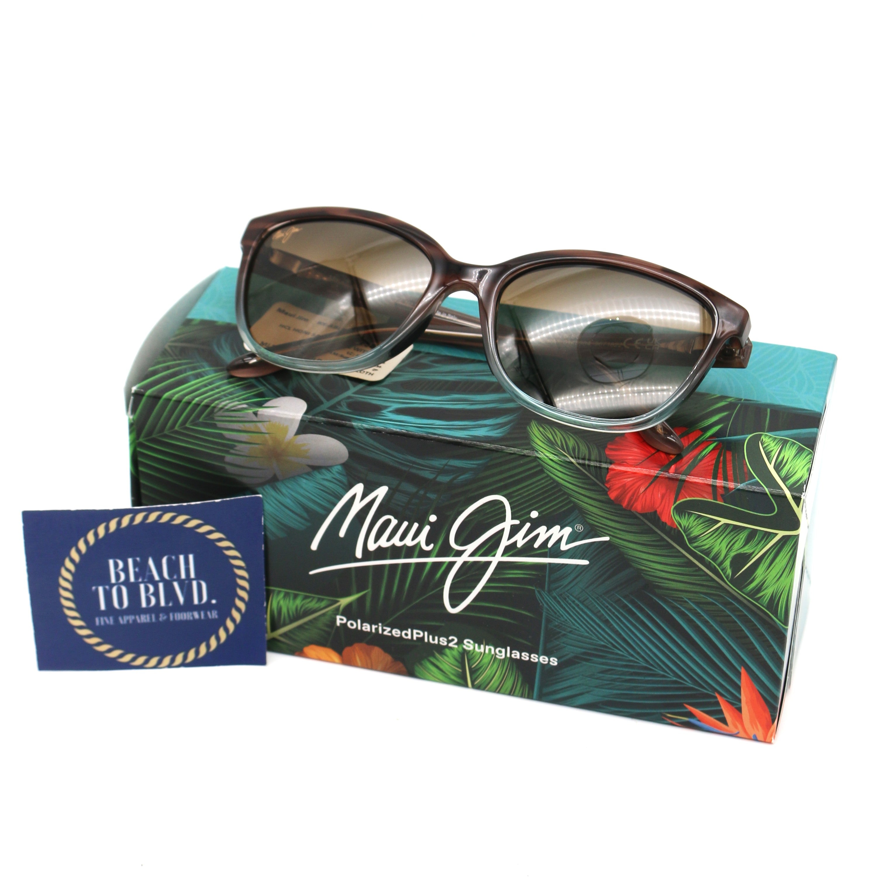 Maui Jim 758 Honi Polarized Sunglasses Sandstone\Blue Frame with HCL Bronze Lens - BeachToBlvd