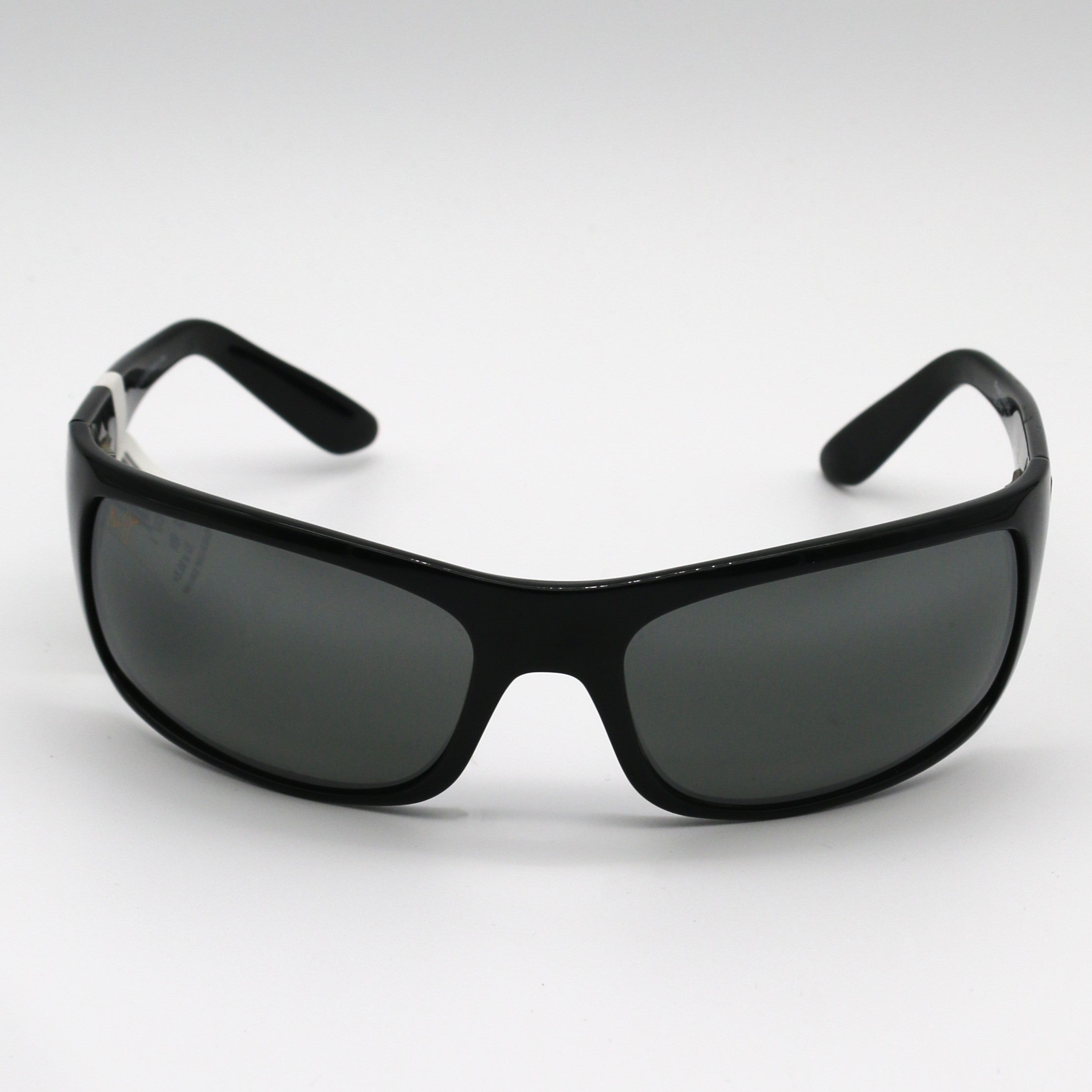 Maui Jim Sunglasses Peahi Wrap Sunglasses - Gloss Black - 202-02 - BeachToBlvd