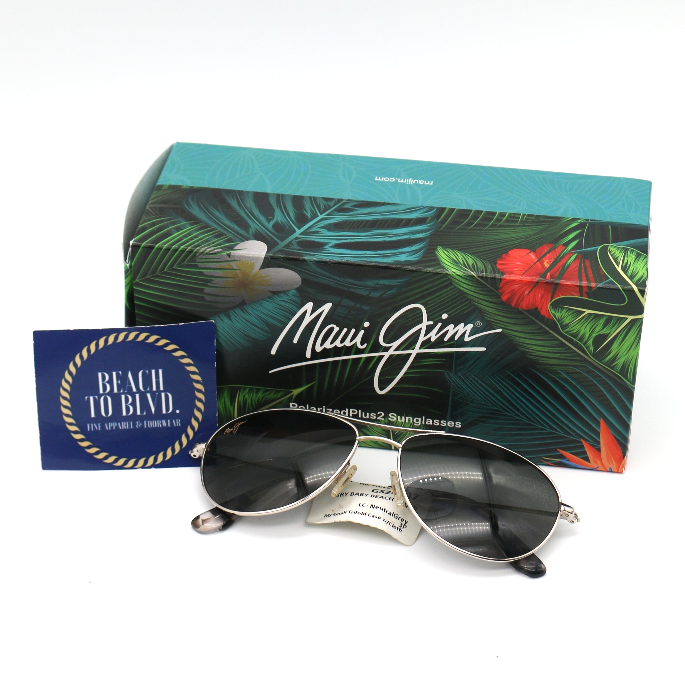 Maui Jim Sunglasses Baby Beach Silver Frame w\ Gray Lens - BeachToBlvd
