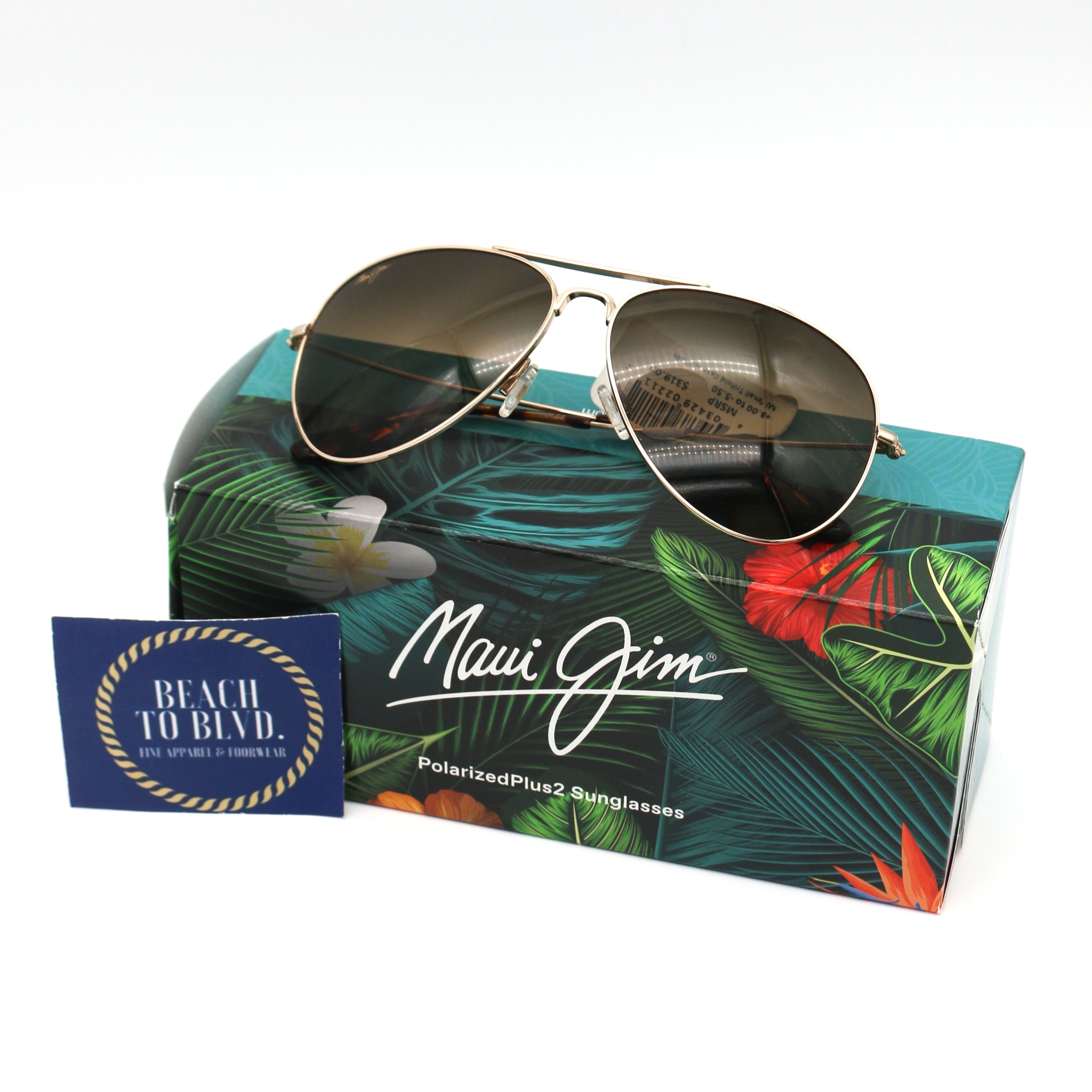 Maui Jim Mavericks Polarized Sunglasses - Gold Frame \ HCL Bronze Lens HS264-16 - BeachToBlvd