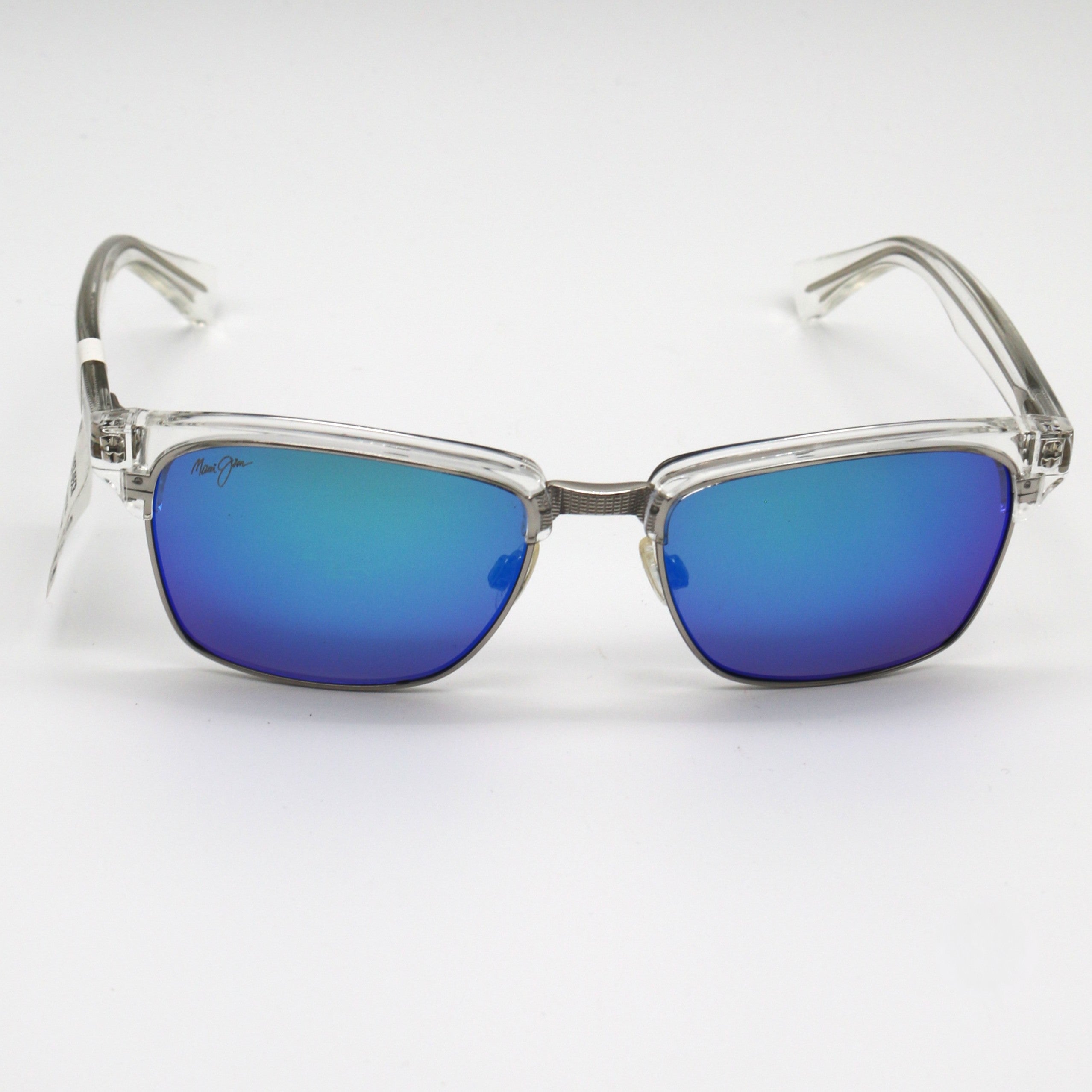 Maui Jim Kawika Blue Hawaii Square Unisex Sunglasses - Crystal Frame - Blue Hawaii Lens - BeachToBlvd