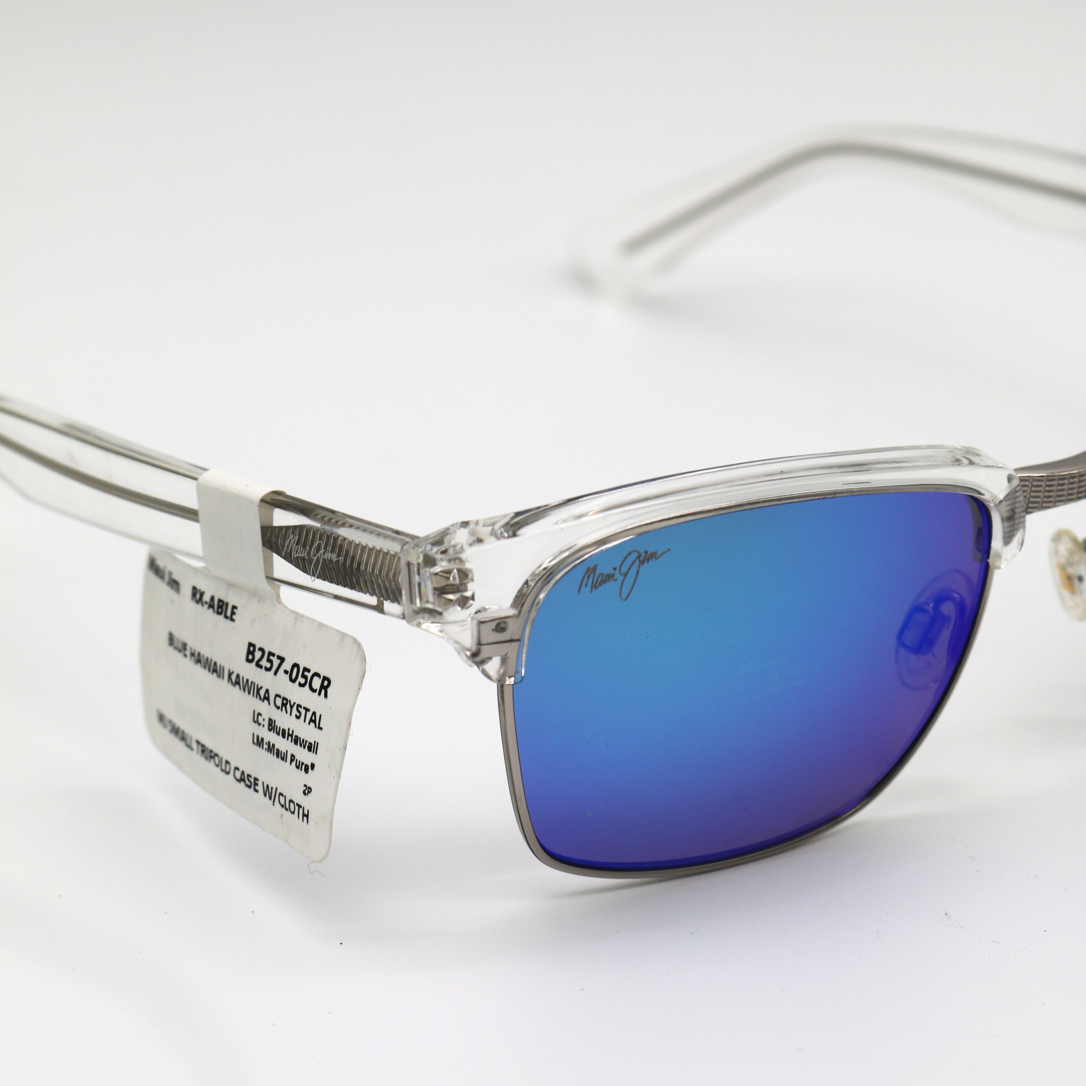 Maui Jim Kawika Blue Hawaii Square Unisex Sunglasses - Crystal Frame - Blue Hawaii Lens - BeachToBlvd
