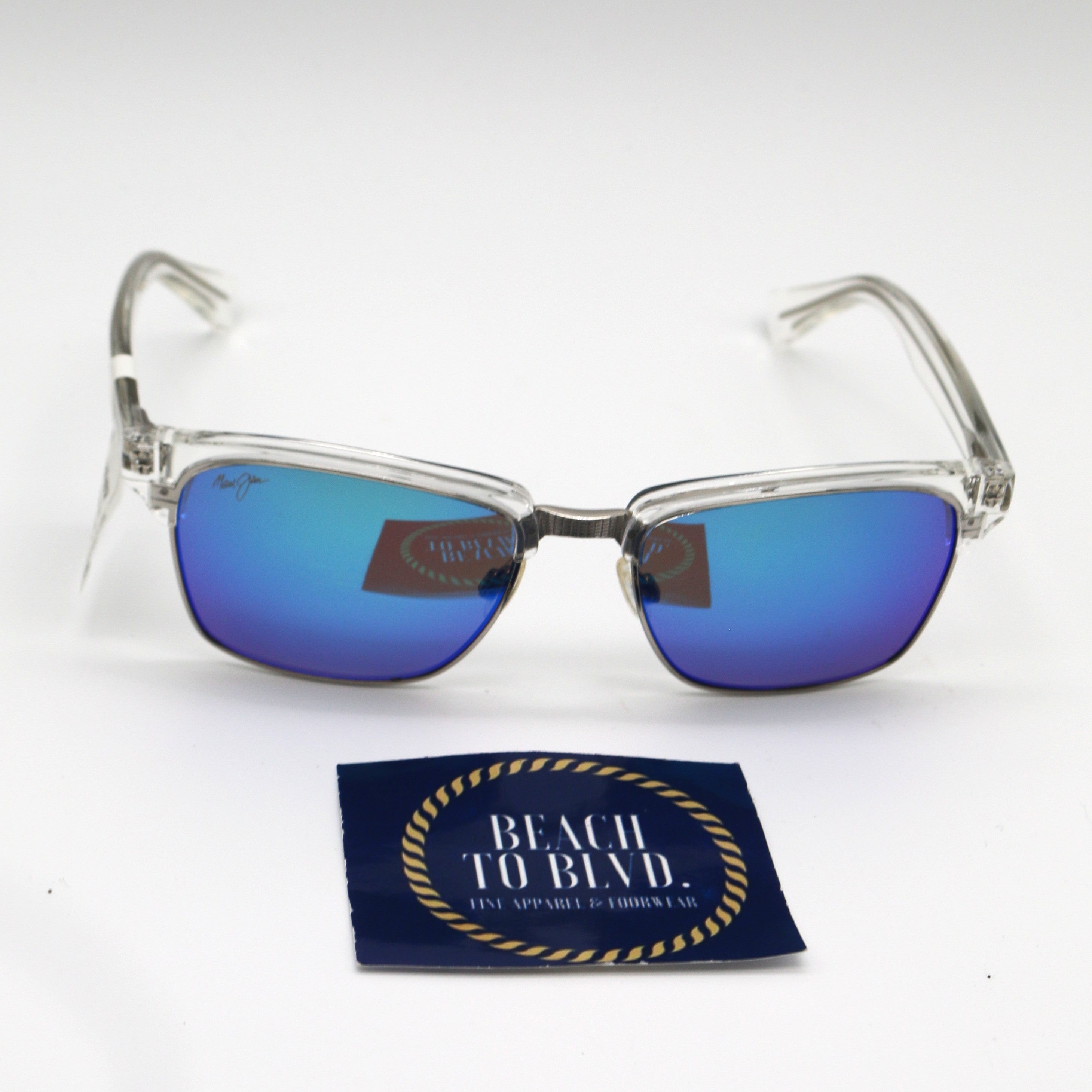 Maui Jim Kawika Blue Hawaii Square Unisex Sunglasses - Crystal Frame - Blue Hawaii Lens - BeachToBlvd
