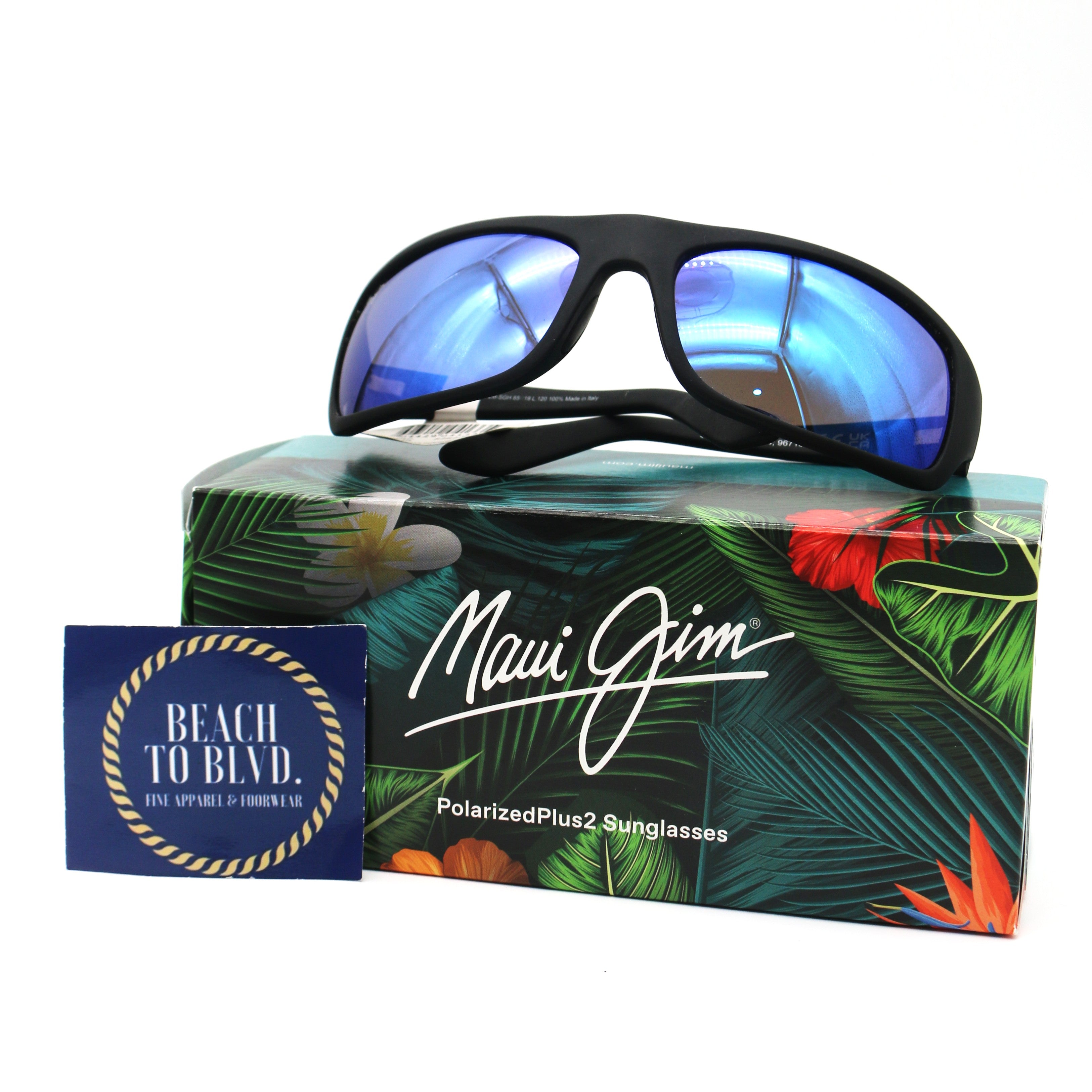 Maui Jim Sunglasses Peahi - Black Matte Frame w\ Blue Lens - BeachToBlvd