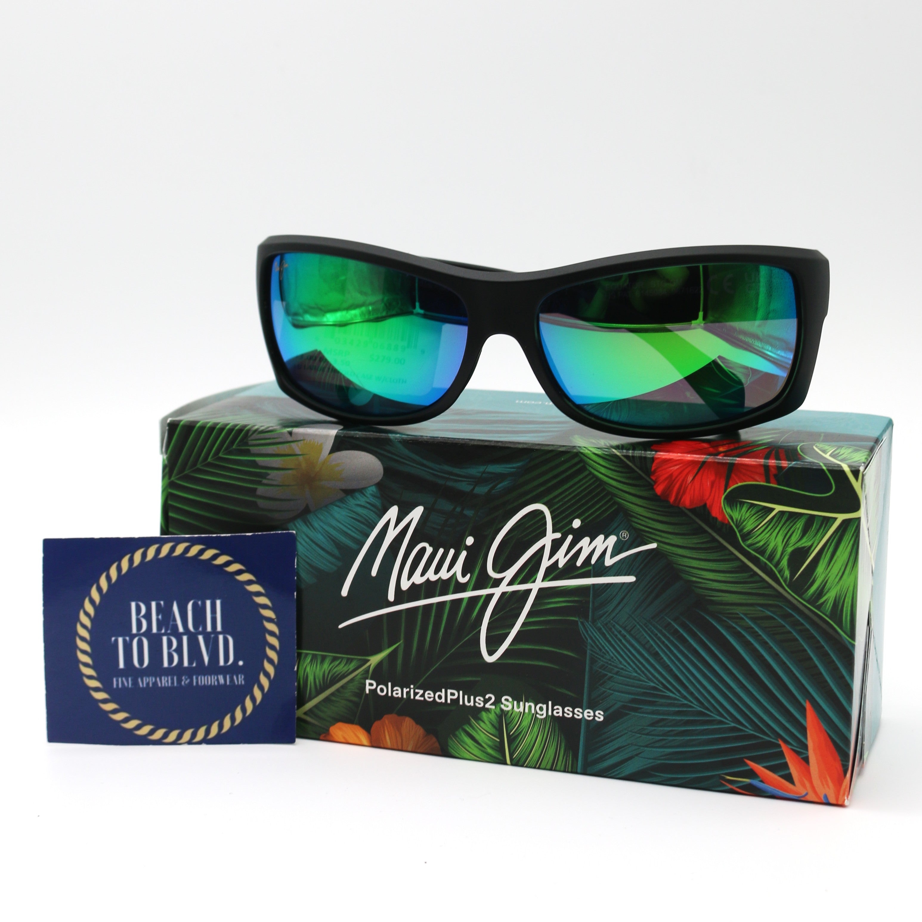 Maui Jim Sunglasses Equator - Matte Black W/Olive Frame - Green Lens - BeachToBlvd