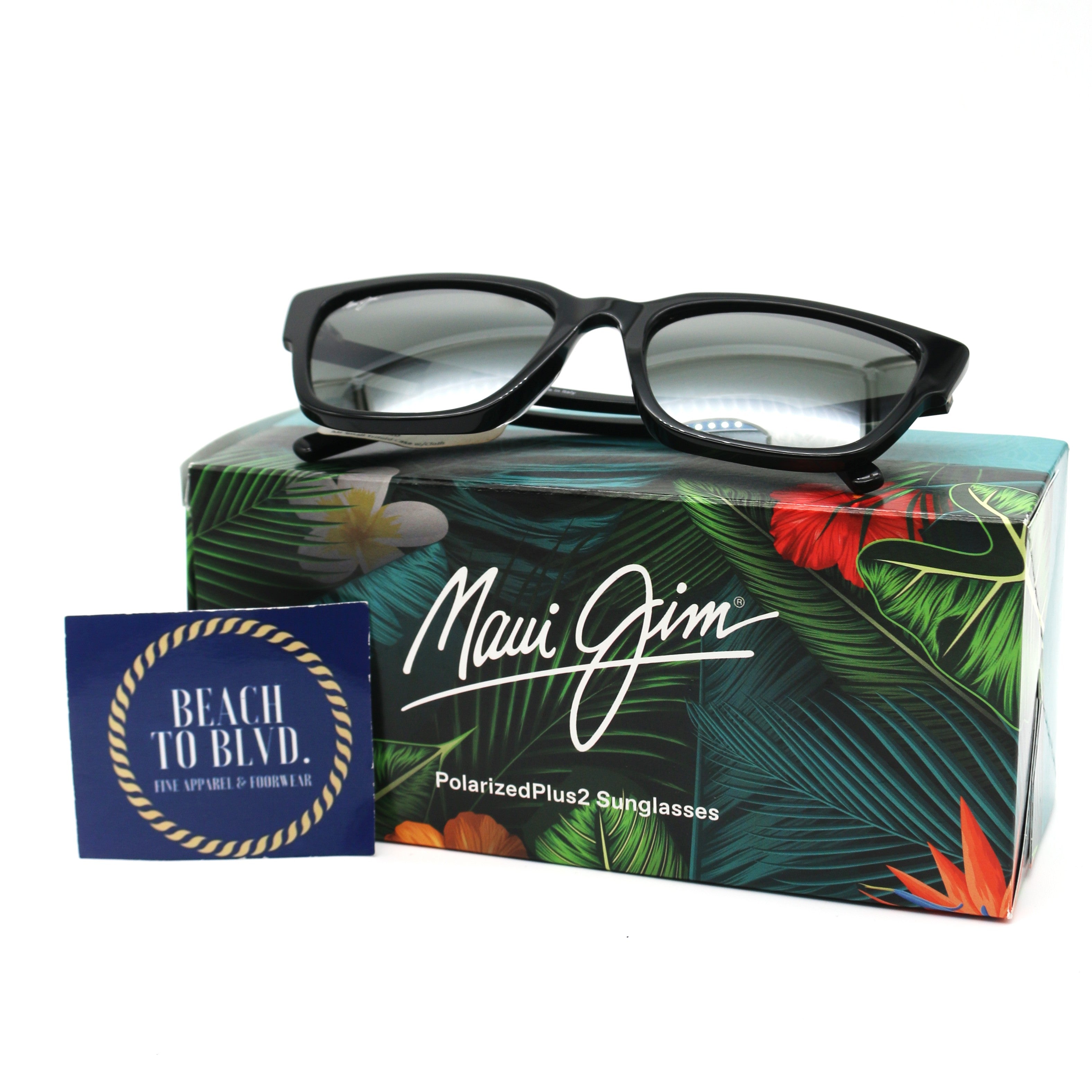 Maui Jim Sunglasses Kou - Black Gloss Frame - Gray Lens - BeachToBlvd