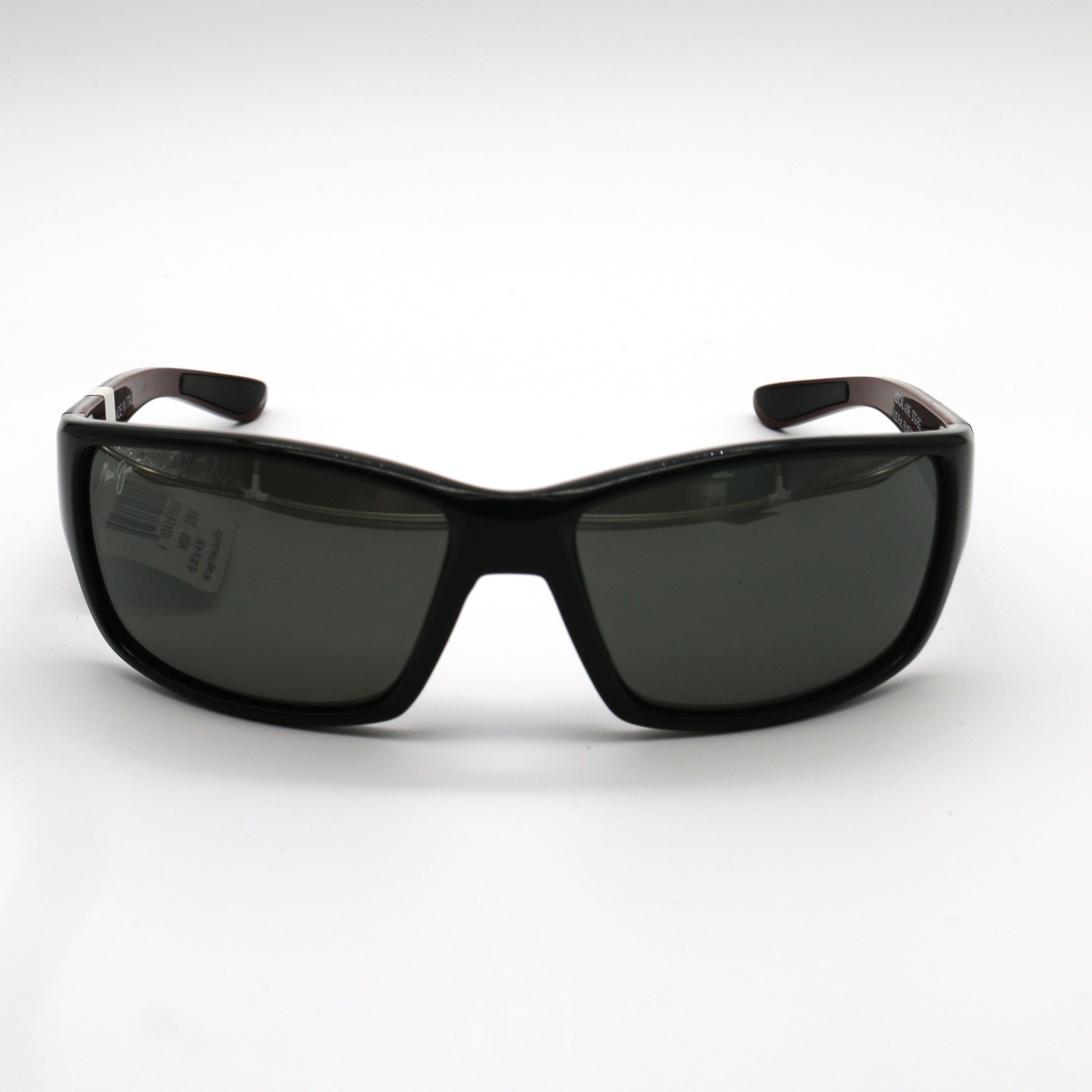 Maui Jim Sunglasses Local Kine - Shiny Black/Grey/Maroon Frame - Gray Lens - BeachToBlvd