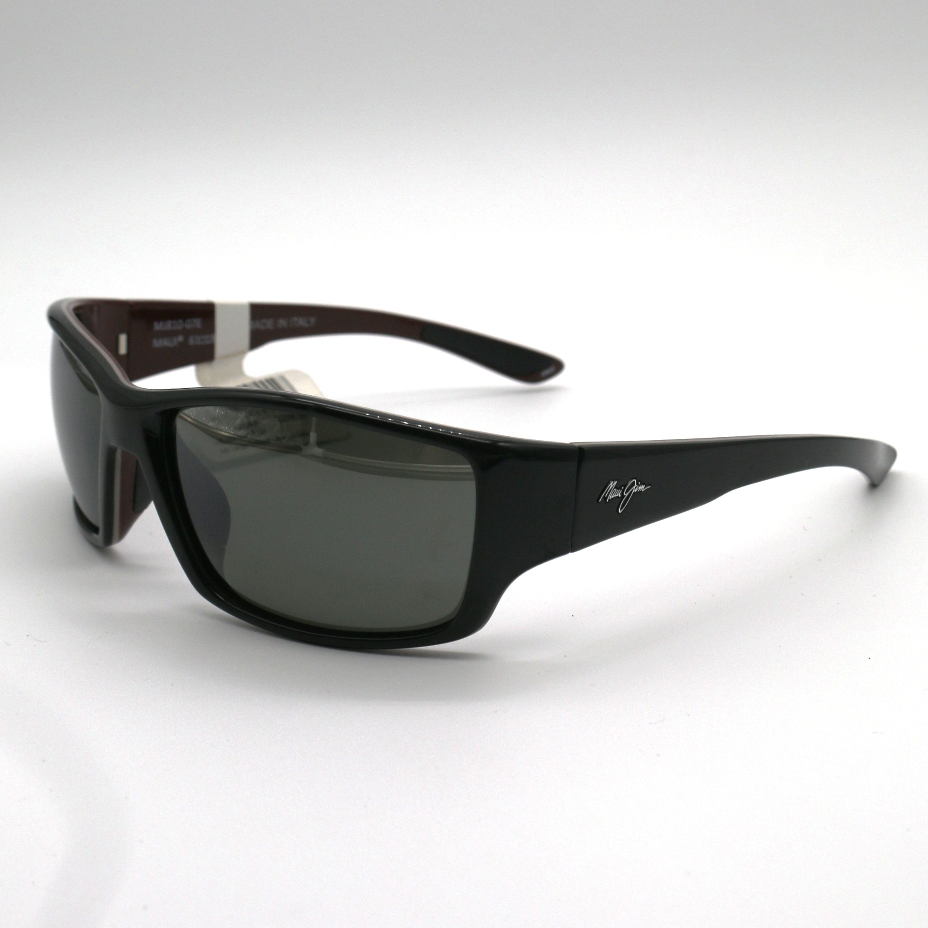Maui Jim Sunglasses Local Kine - Shiny Black/Grey/Maroon Frame - Gray Lens - BeachToBlvd