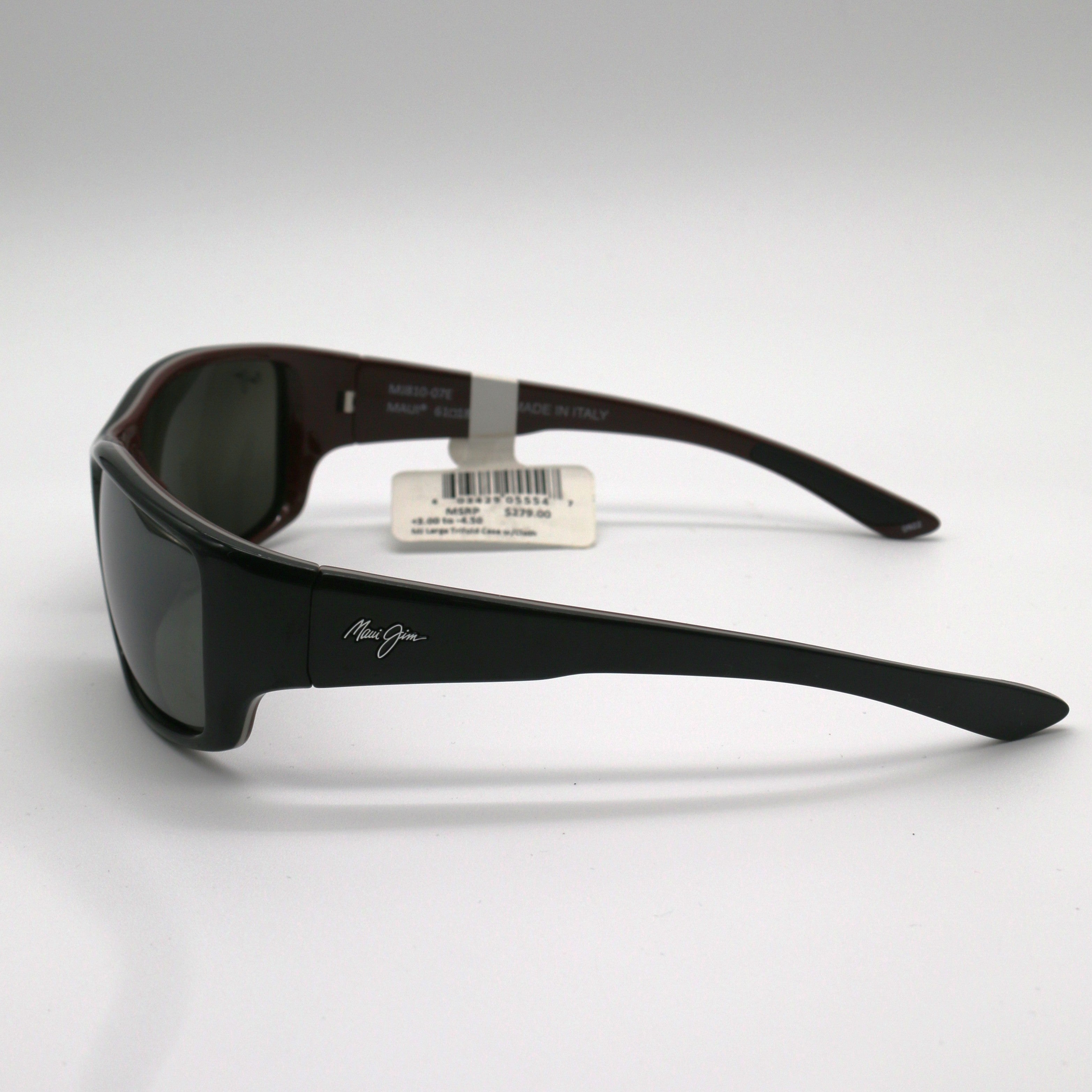 Maui Jim Sunglasses Local Kine - Shiny Black/Grey/Maroon Frame - Gray Lens - BeachToBlvd