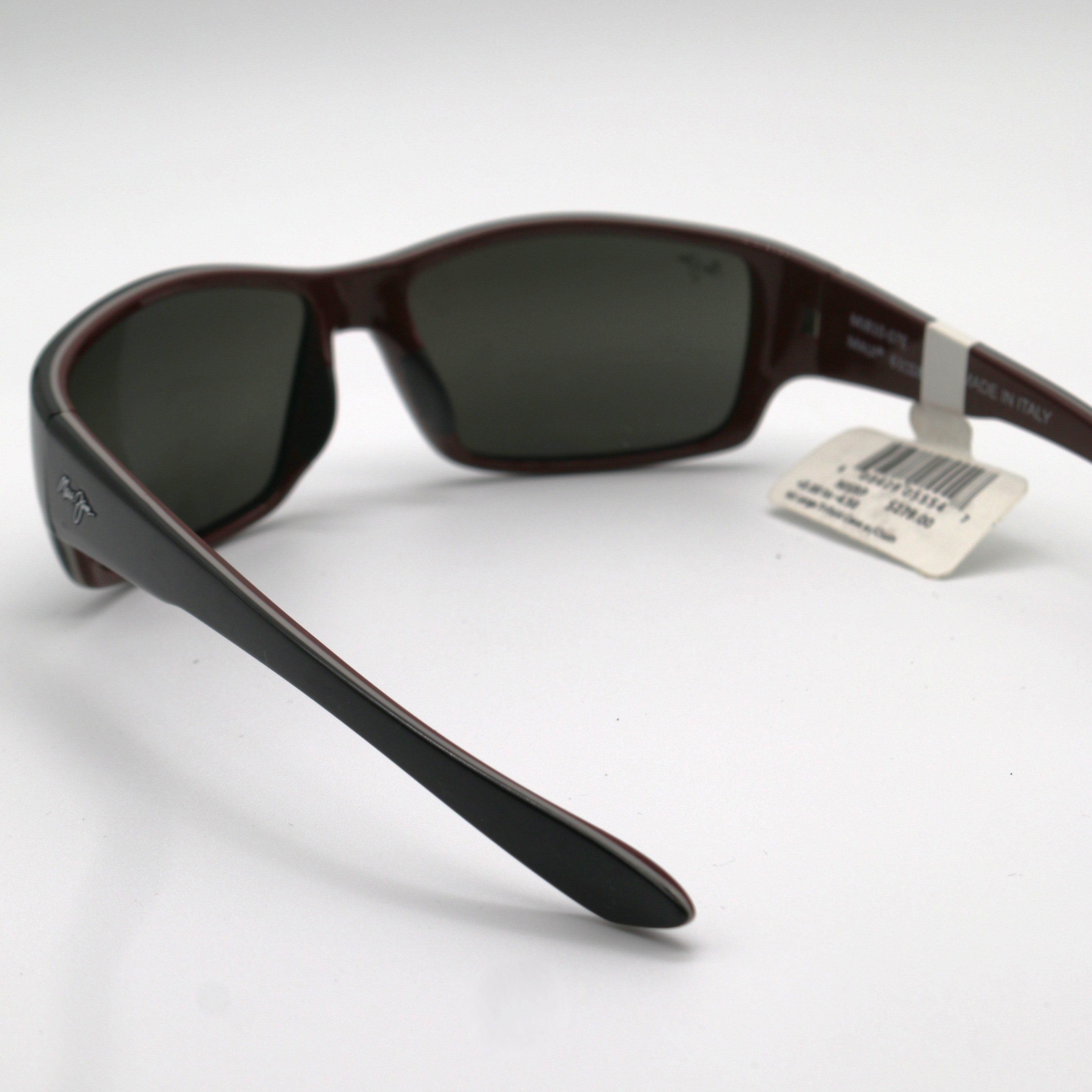 Maui Jim Sunglasses Local Kine - Shiny Black/Grey/Maroon Frame - Gray Lens - BeachToBlvd
