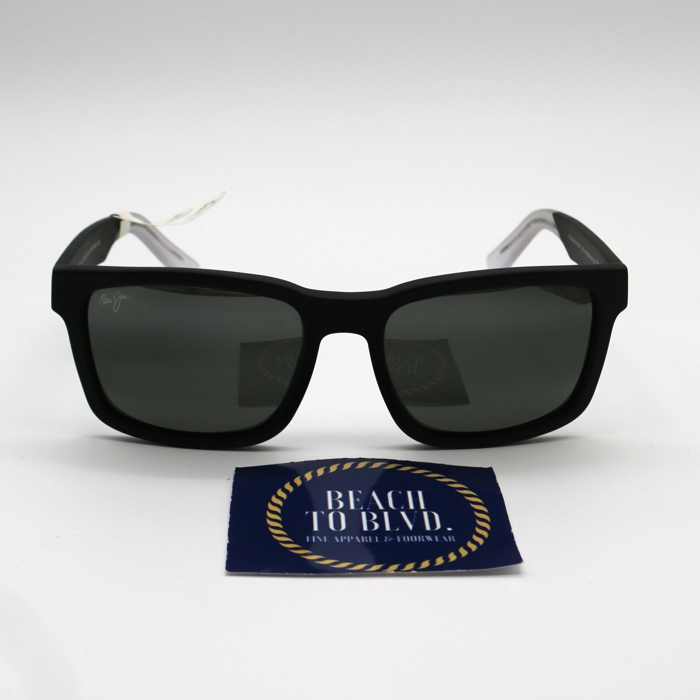 Maui Jim Sunglasses Stone Shack - Matte Black Frame W/Crystal Tips - Gray Lens - BeachToBlvd