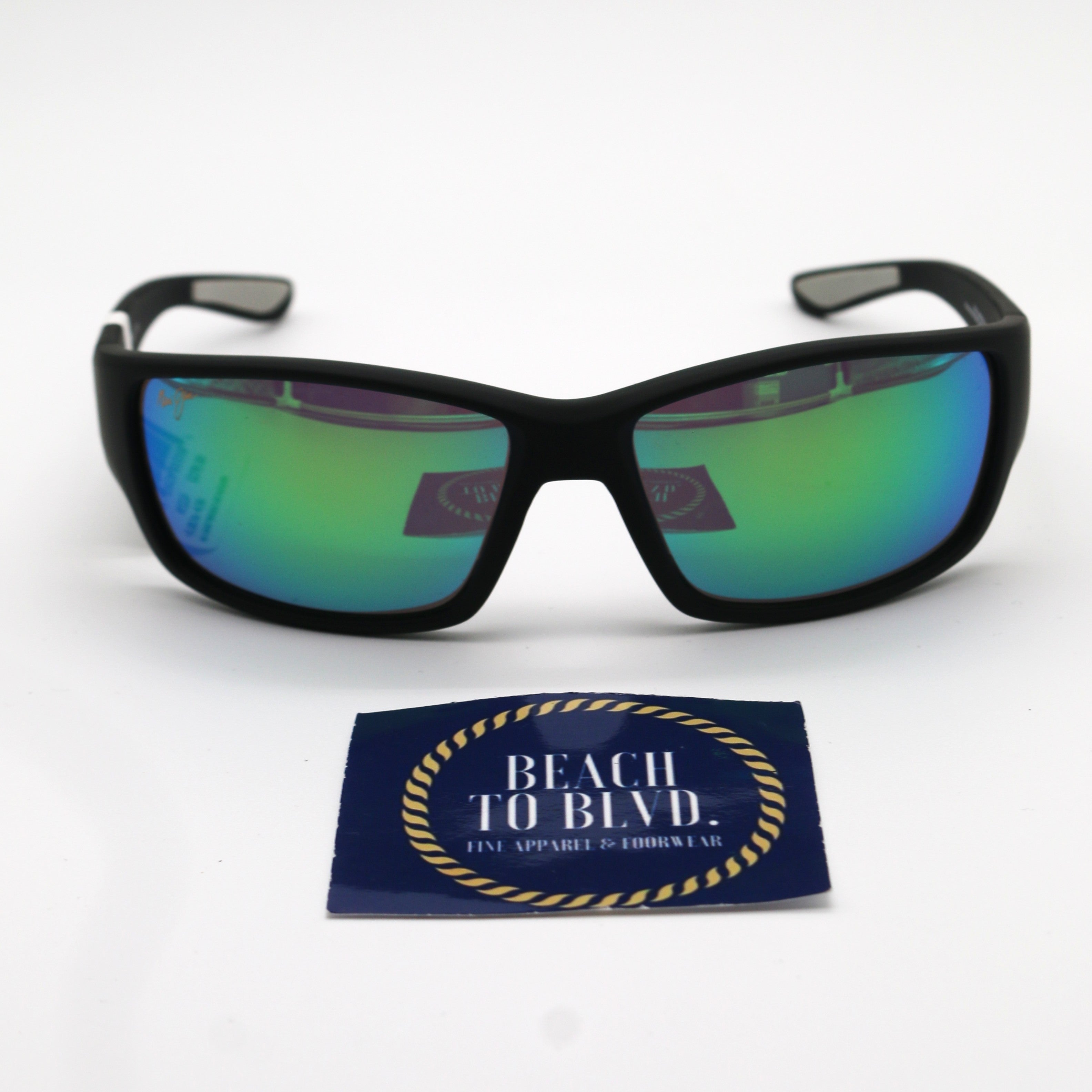 Maui Jim Local Kine Polarized Sunglasses - Black Frame \ Green Lenses - BeachToBlvd