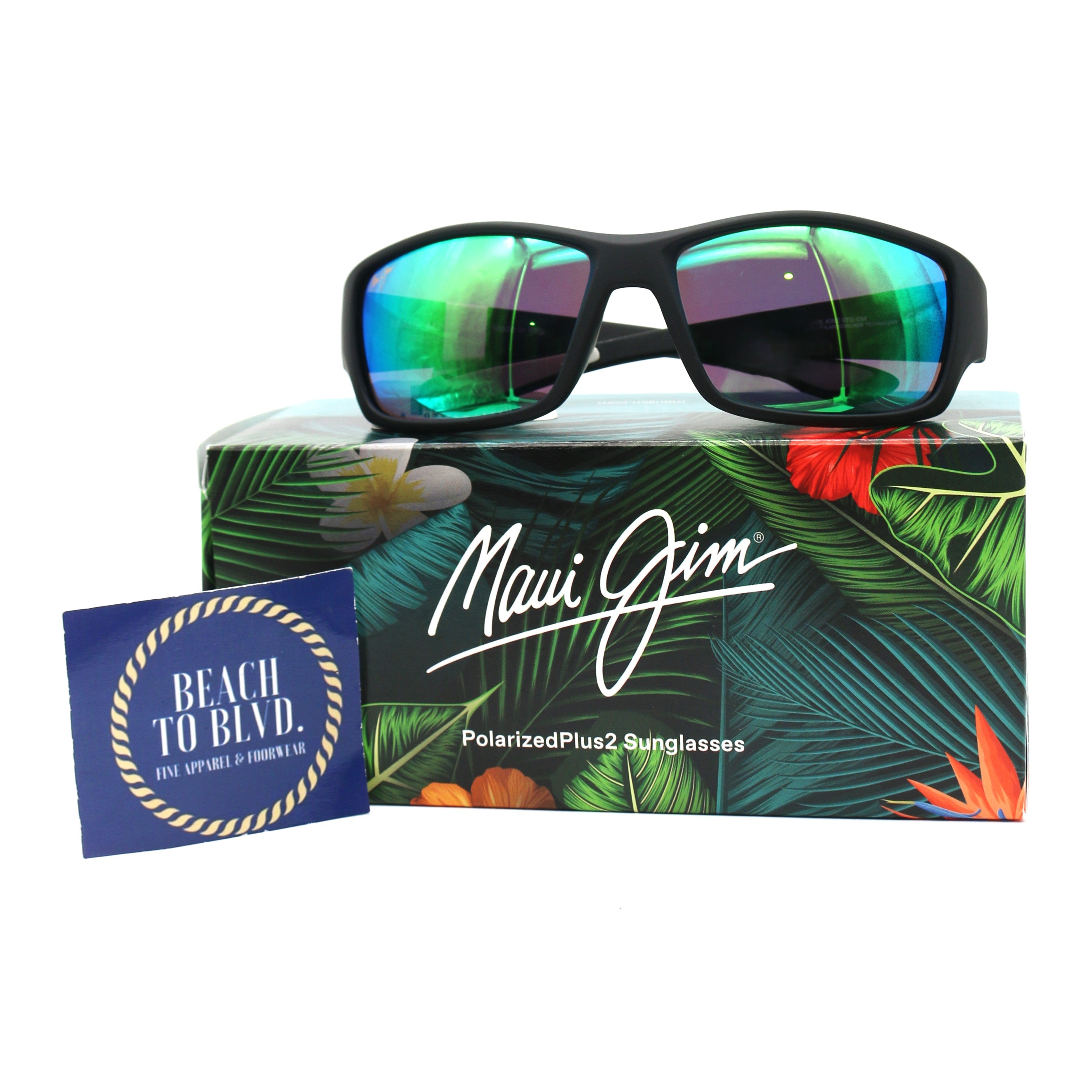 Maui Jim Local Kine Polarized Sunglasses - Black Frame \ Green Lenses - BeachToBlvd