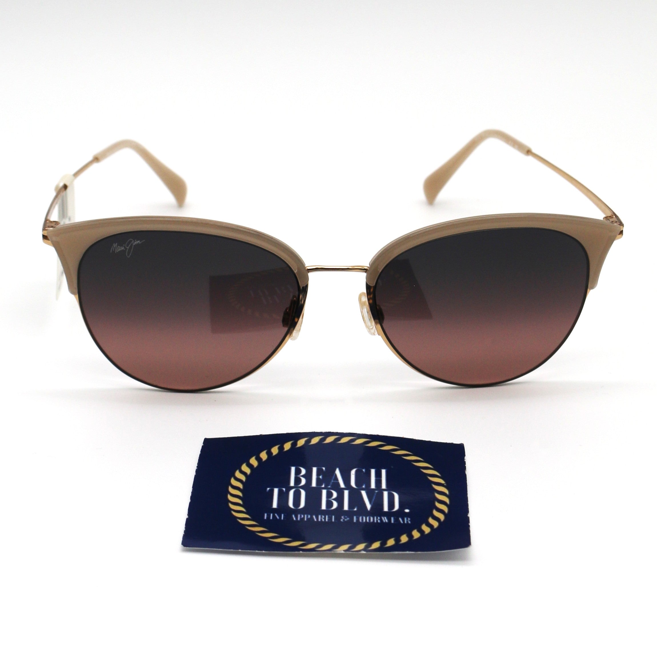 Maui Jim Sunglasses Olili Sunglasses Milky Almond Frame With Rose Lenses - Rs330-05 - BeachToBlvd